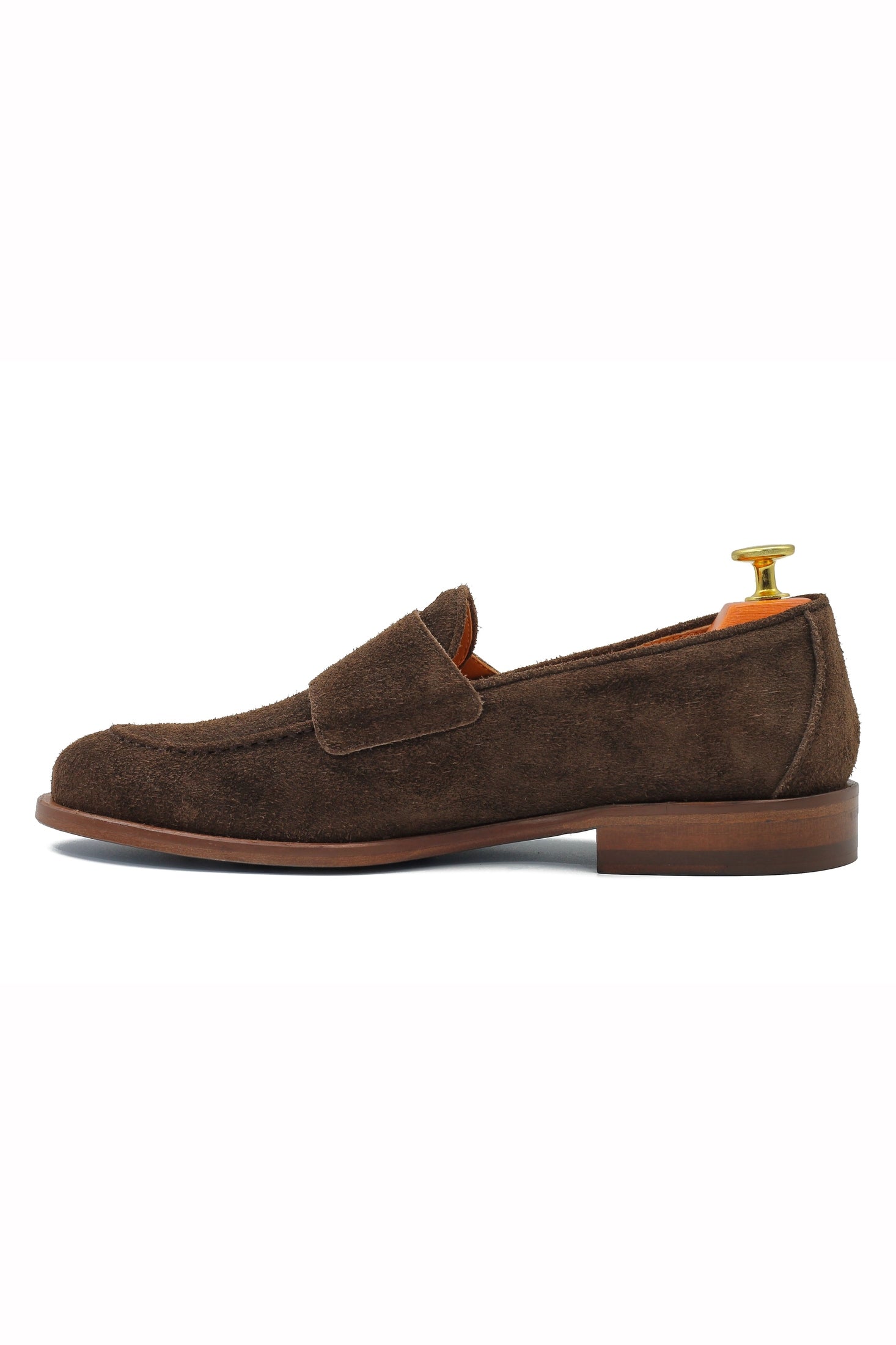 BROWN ITALIAN SUEDE DOUBLE BUCKLE LOAFER