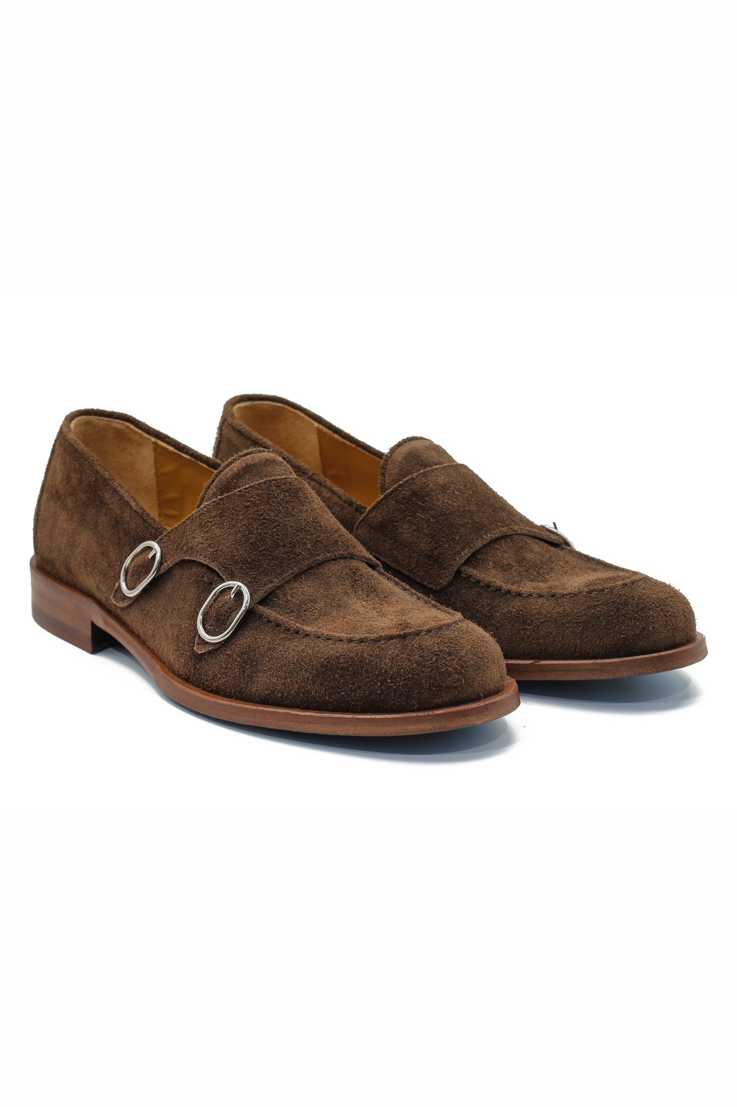 BROWN ITALIAN SUEDE DOUBLE BUCKLE LOAFER