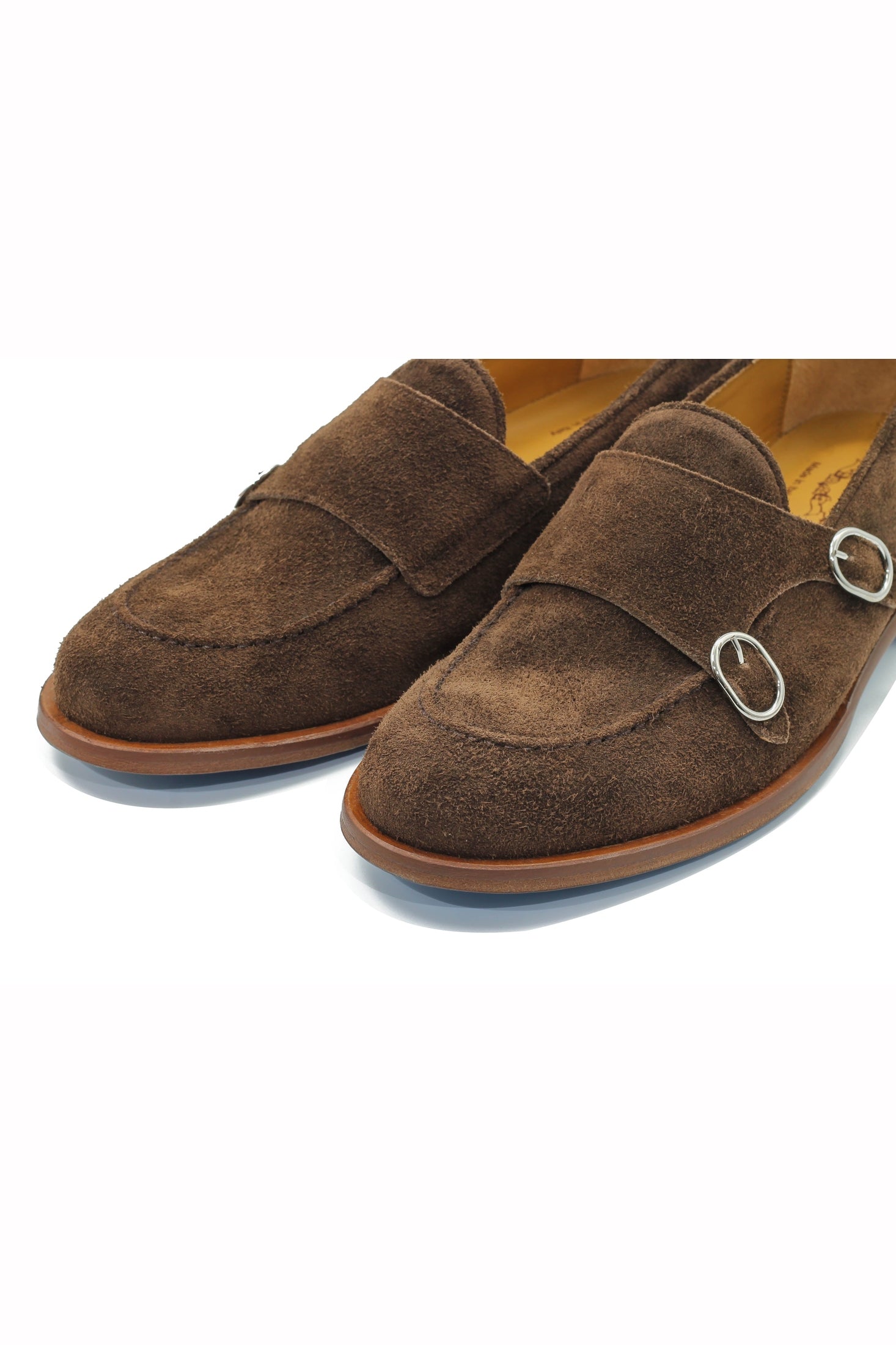 BROWN ITALIAN SUEDE DOUBLE BUCKLE LOAFER