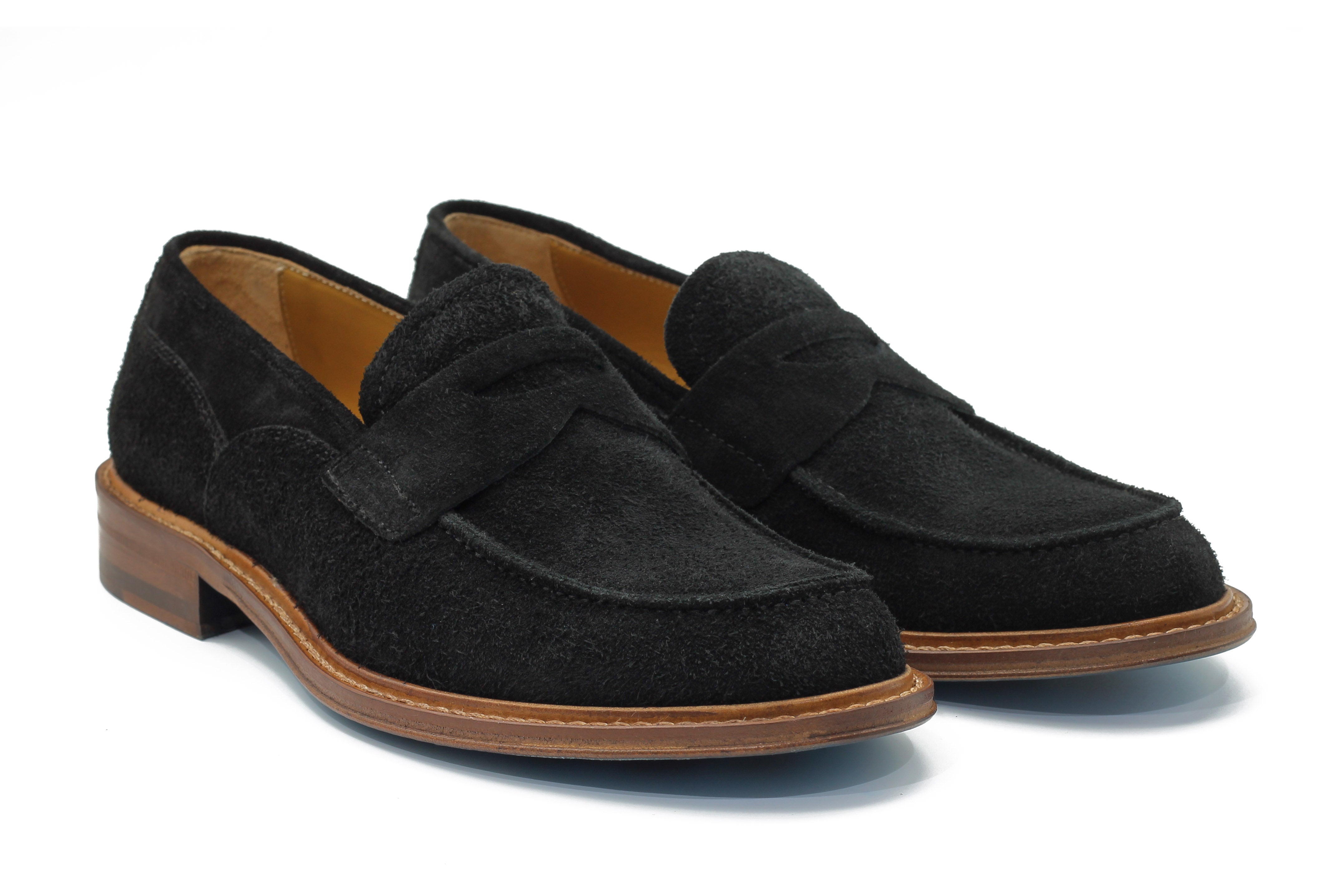 BLACK ITALIAN SUEDE PENNY LOAFER