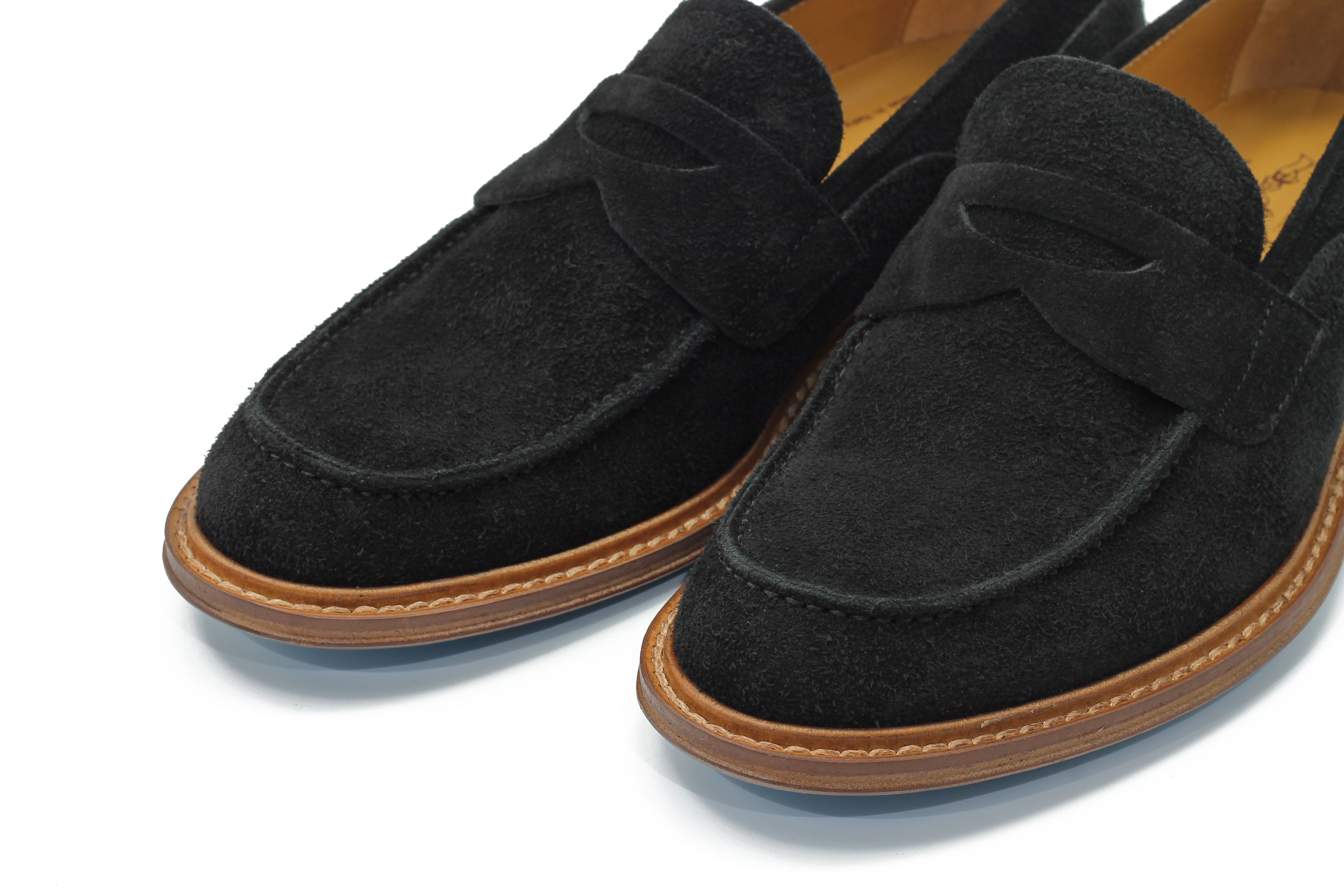 BLACK ITALIAN SUEDE PENNY LOAFER