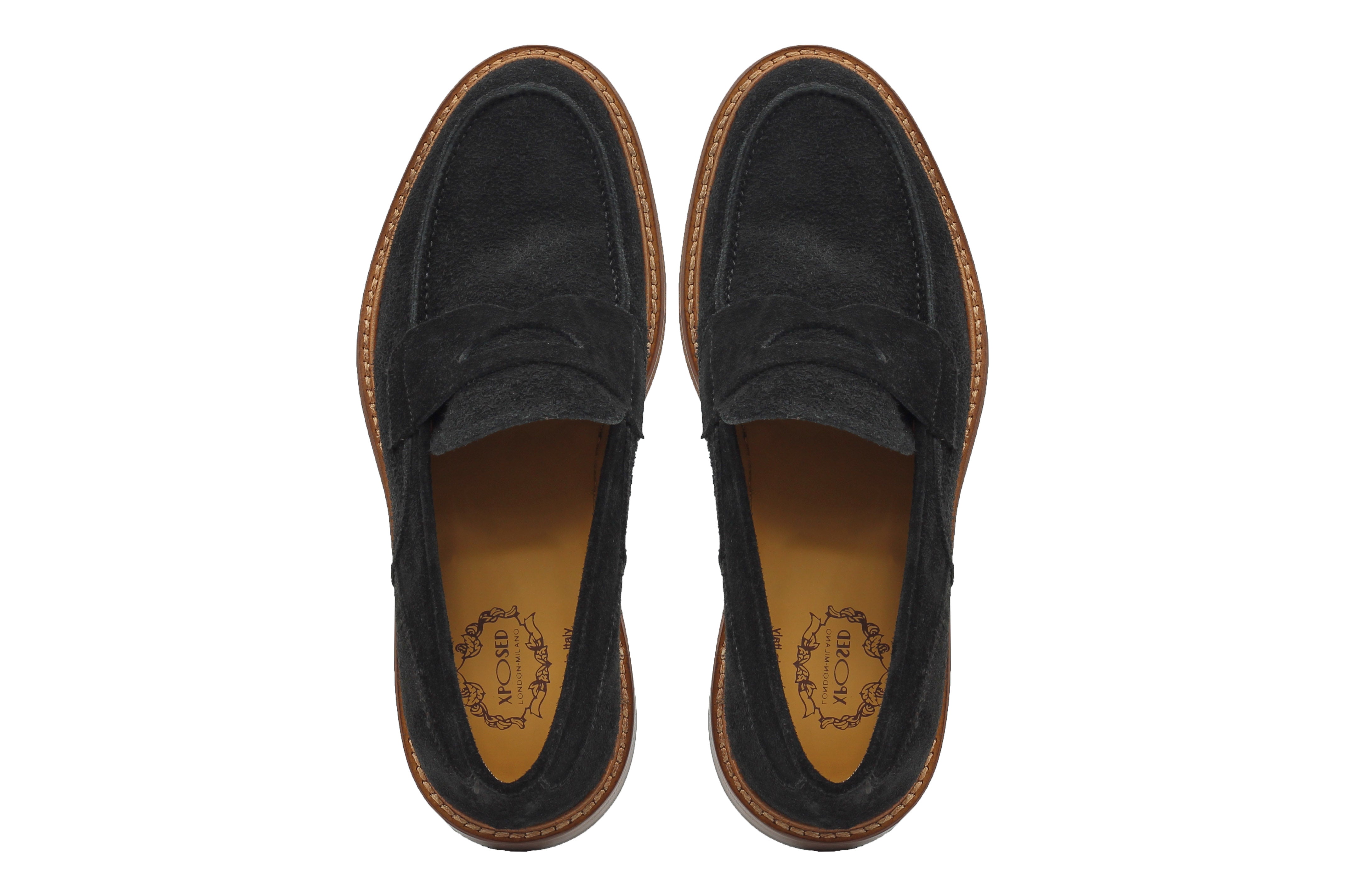 BLACK ITALIAN SUEDE PENNY LOAFER