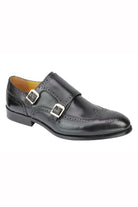 Real Leather Black Brogue Monk Shoes XPOSED London