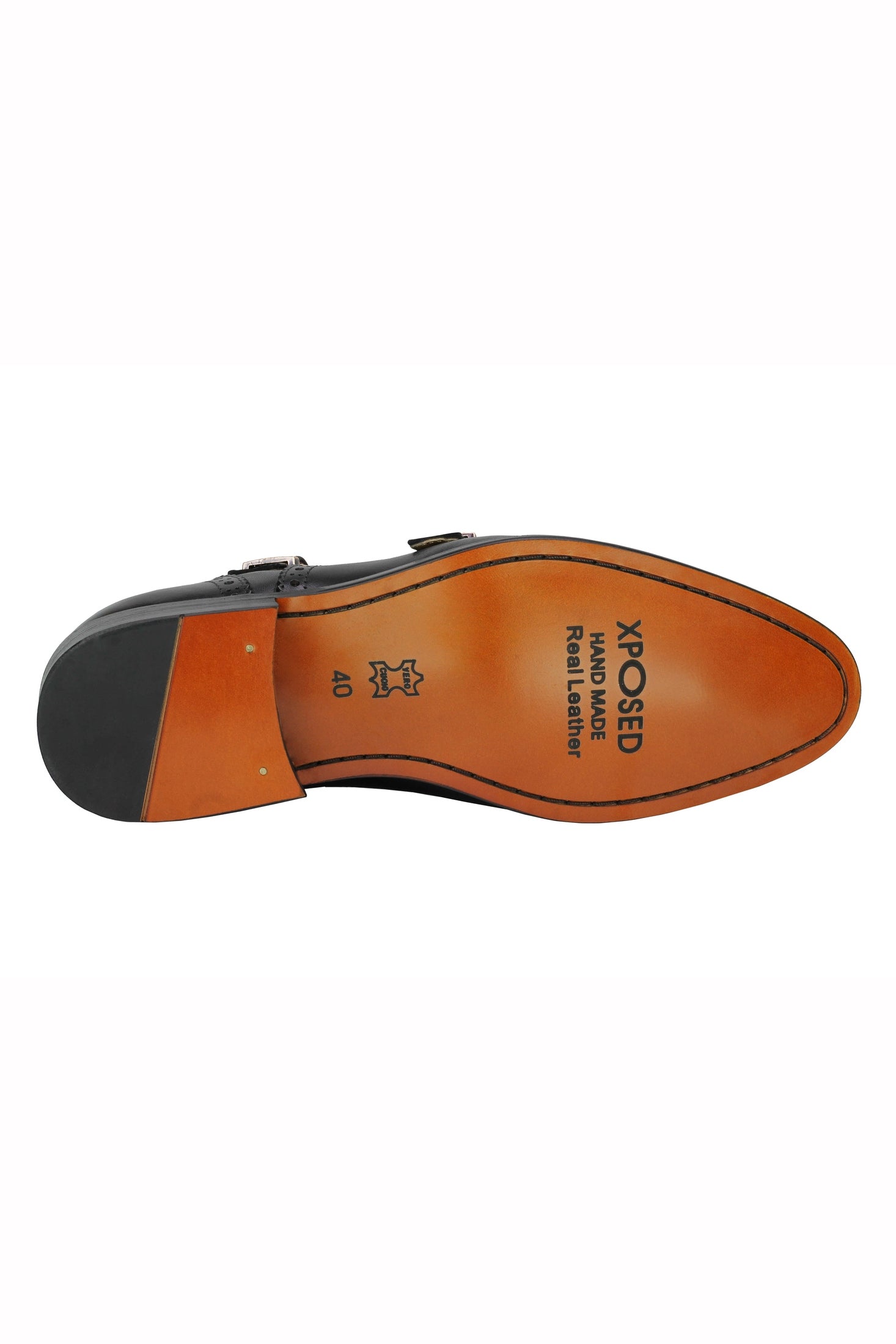 Real Leather Black Brogue Monk Shoes XPOSED London