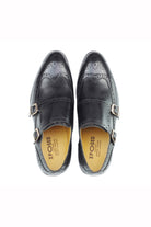 Real Leather Black Brogue Monk Shoes XPOSED London