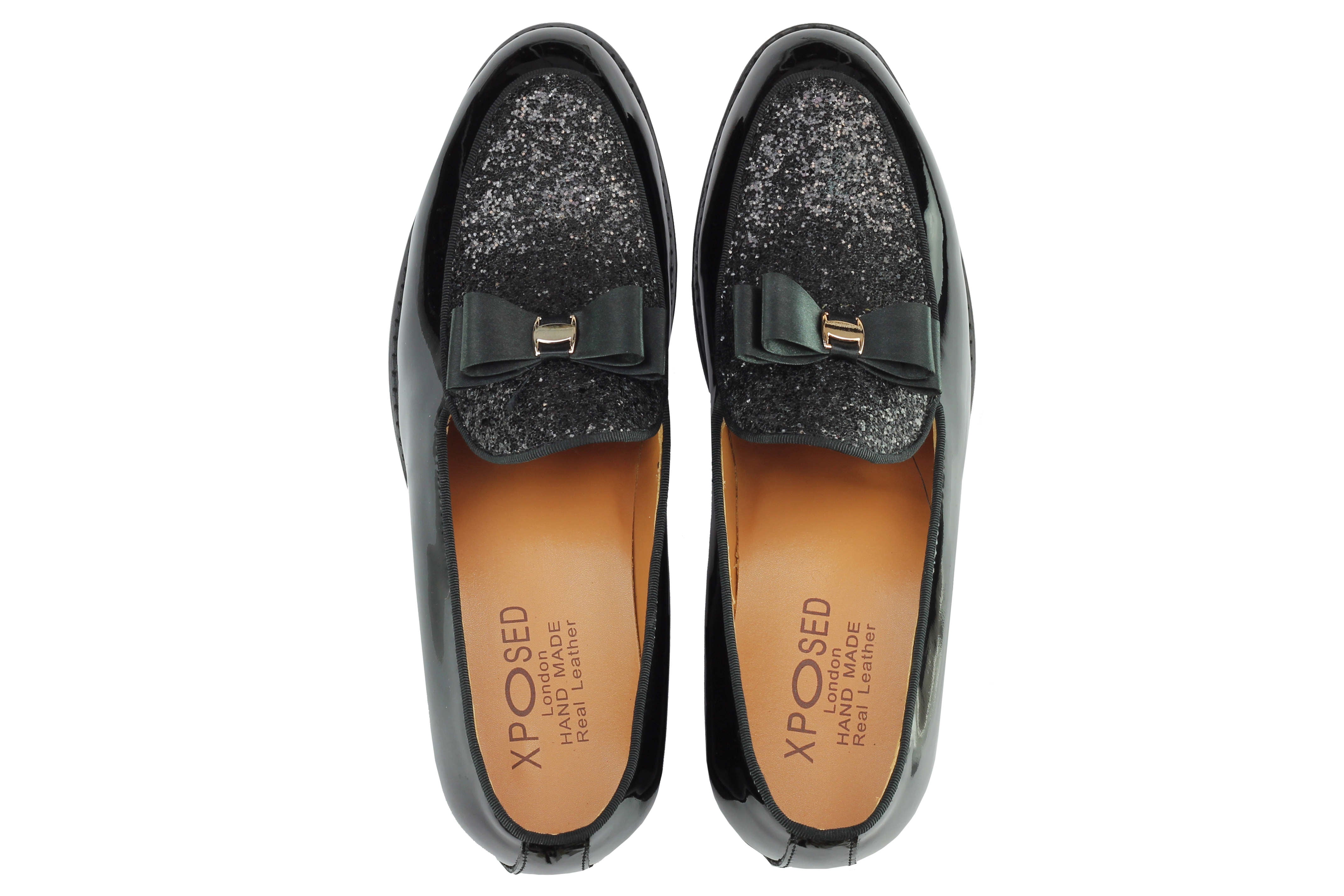 BLACK GLITTER BOWTIE LOAFER