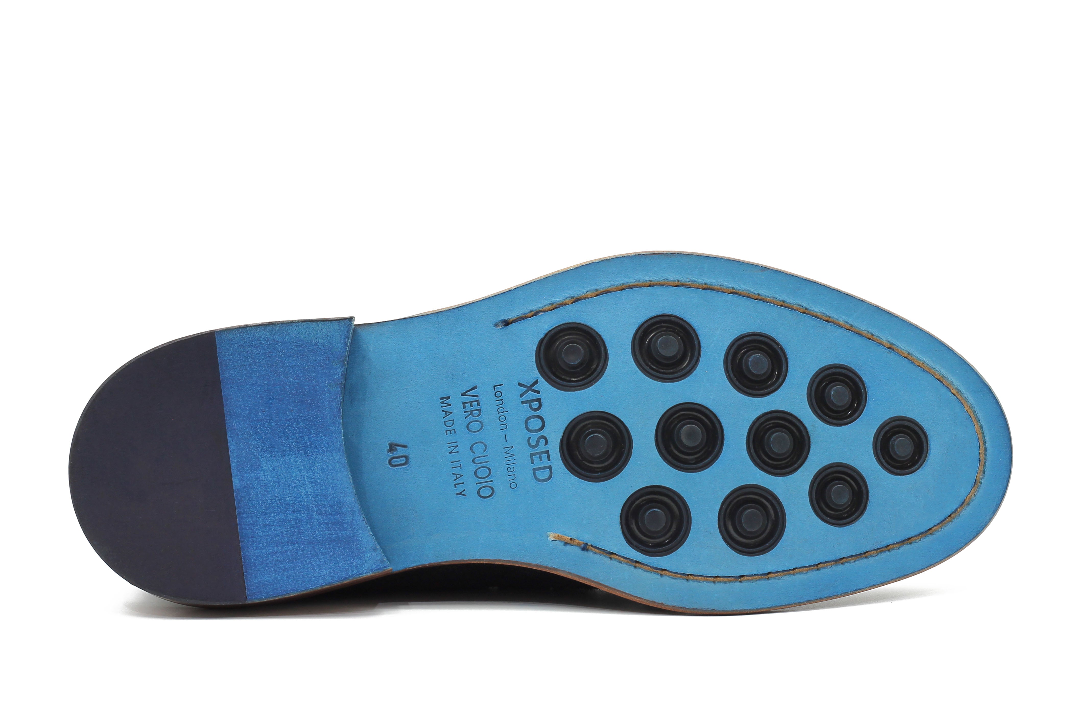 BLACK ITALIAN SUEDE DOUBLE BUCKLE LOAFER