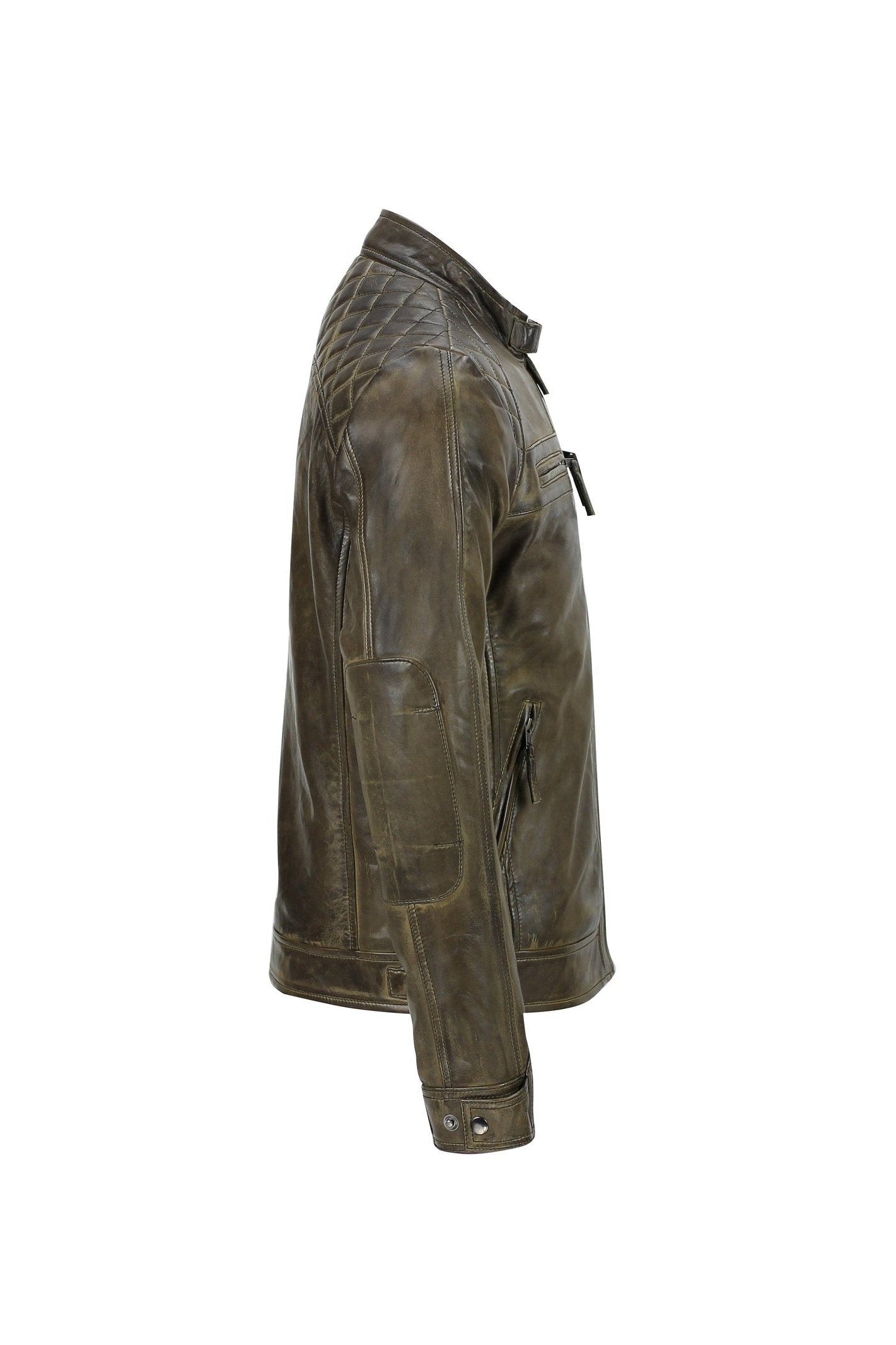 Mens Real Soft Leather Antique Brown Vintage Zipped Smart Casual Biker Jacket