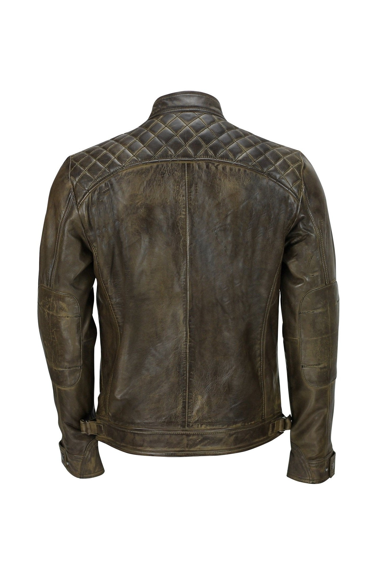 Mens Real Soft Leather Antique Brown Vintage Zipped Smart Casual Biker Jacket