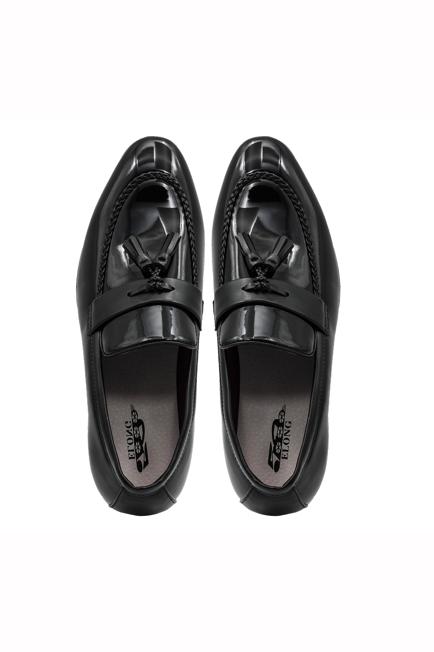BLACK GLOSSY TASSEL LOAFERS