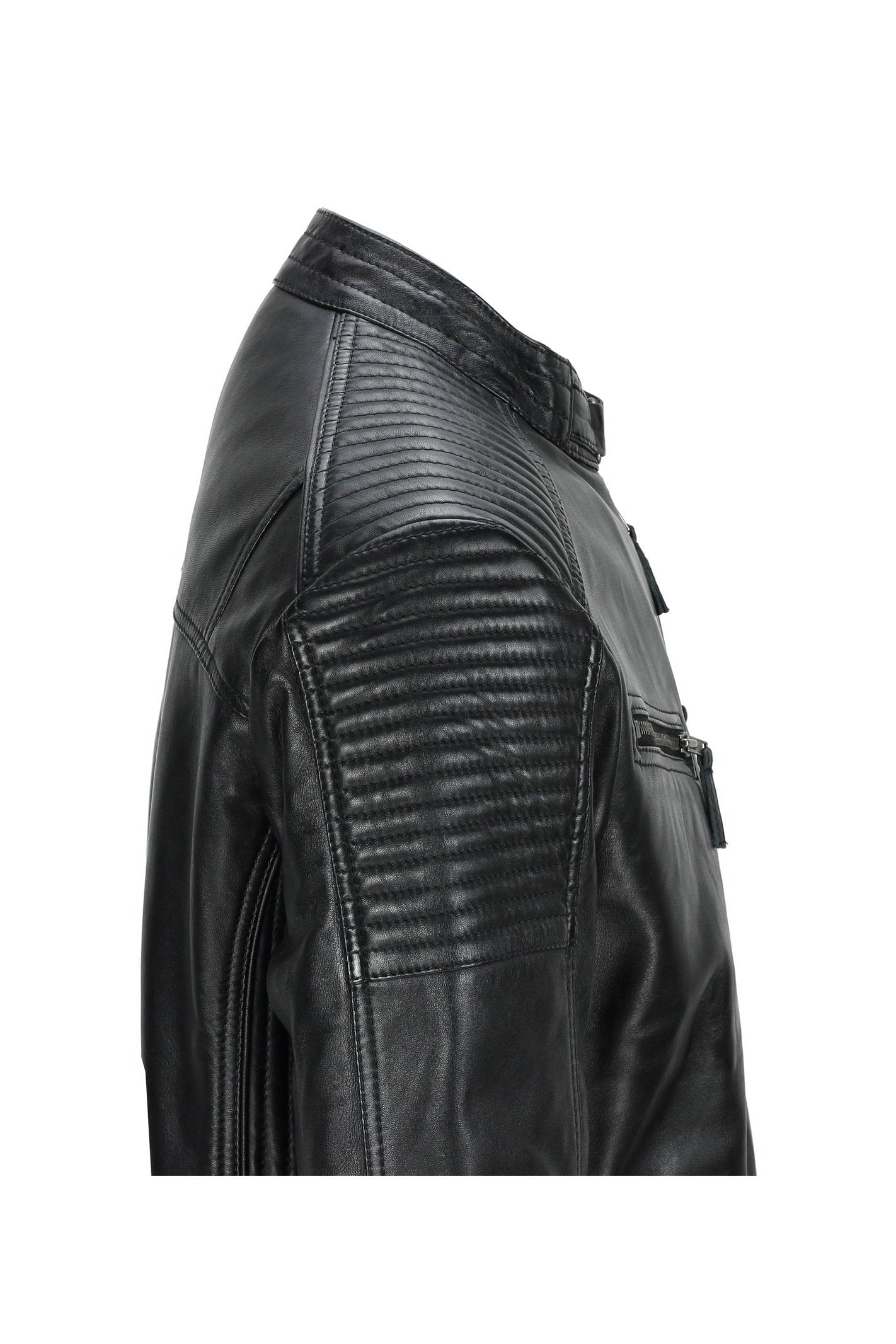 Mens New Black Real Leather Vintage Biker Style Zipped Smart Casual Retro Jacket