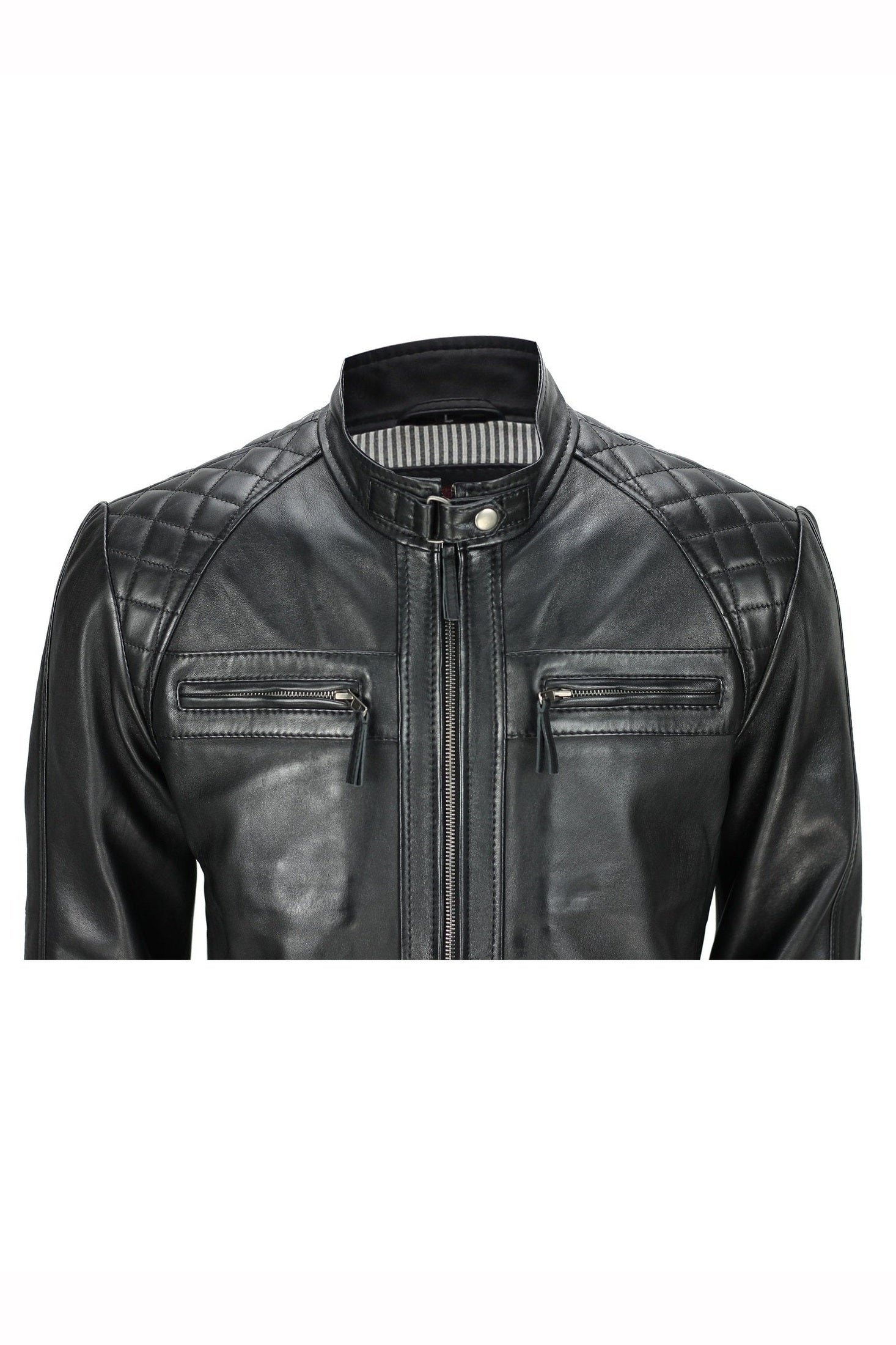 Mens New Real Soft Leather Black Vintage Zipped Smart Casual Biker Style Jacket