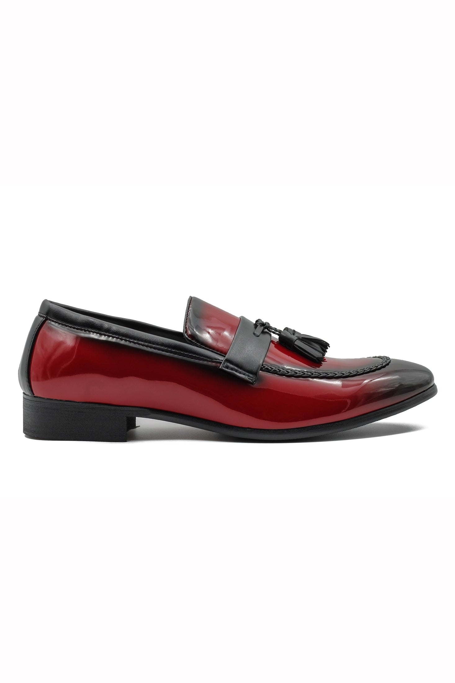 RED GLOSSY TASSEL LOAFERS