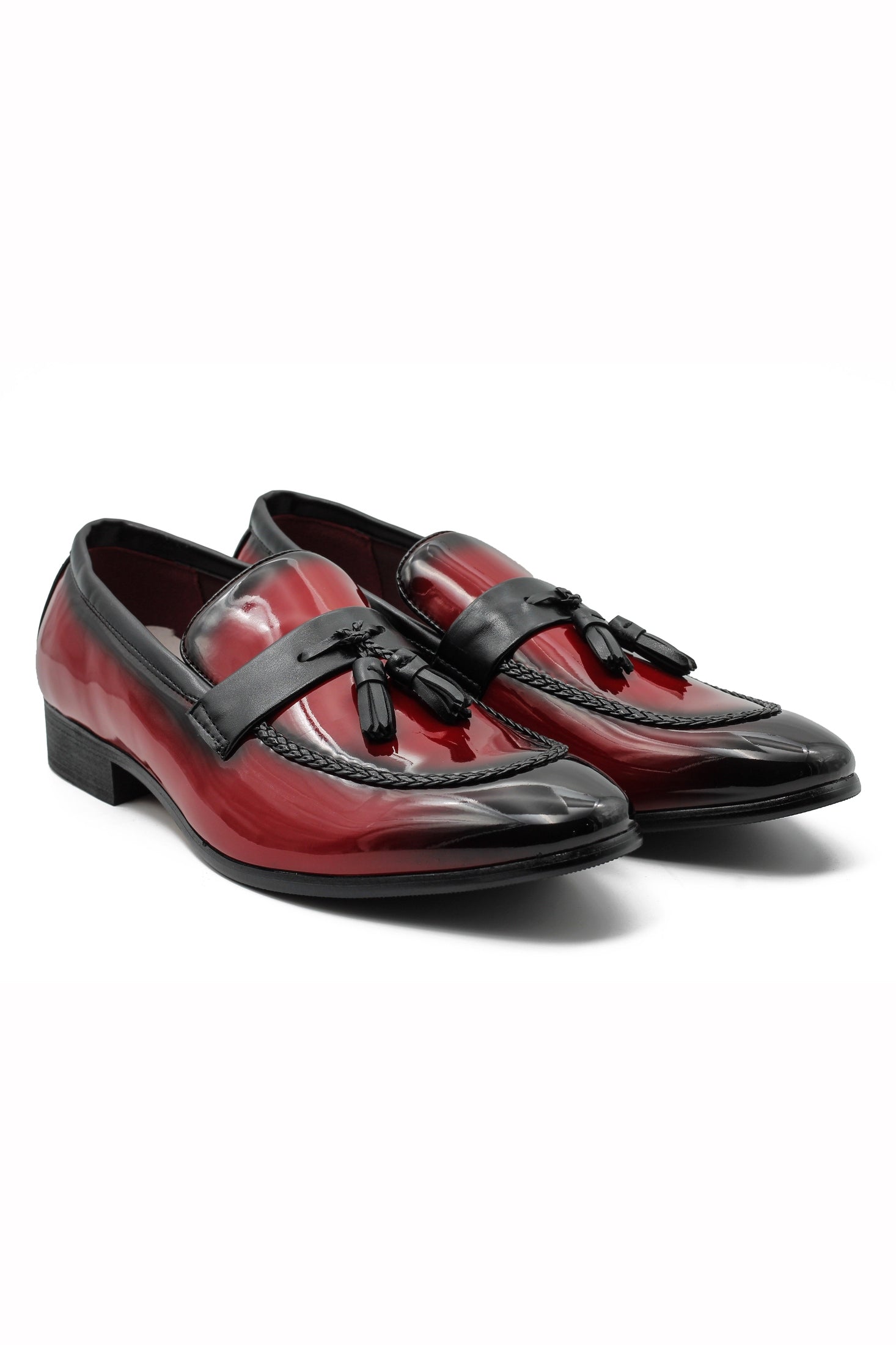 RED GLOSSY TASSEL LOAFERS