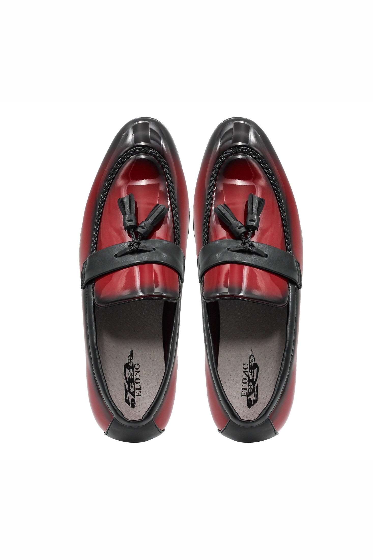RED GLOSSY TASSEL LOAFERS