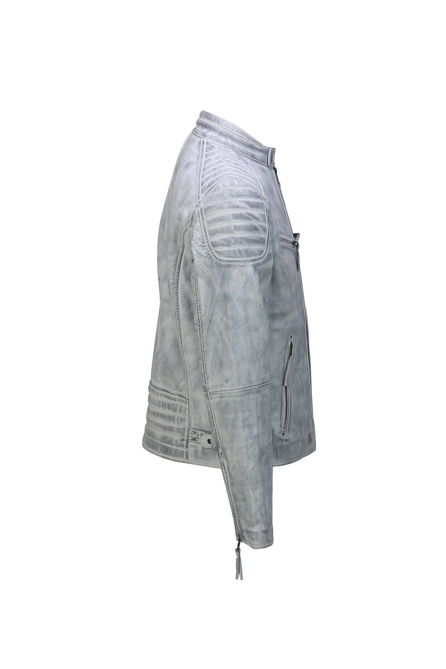 Men's Leather White Biker Jacket