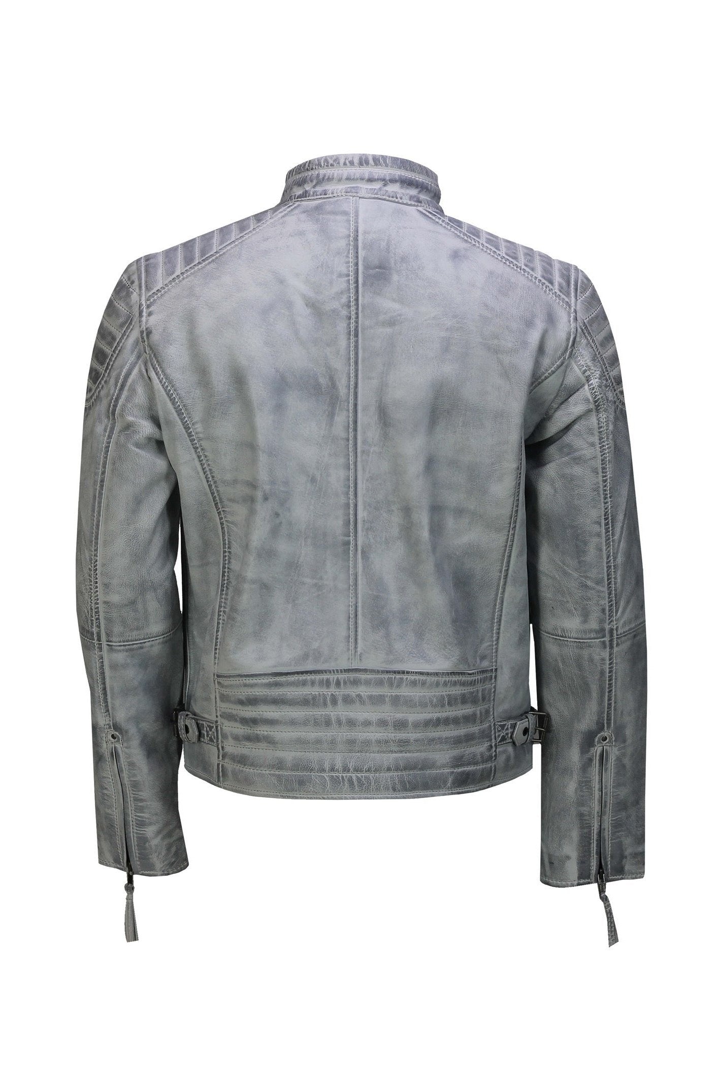 Men's Leather White Biker Jacket