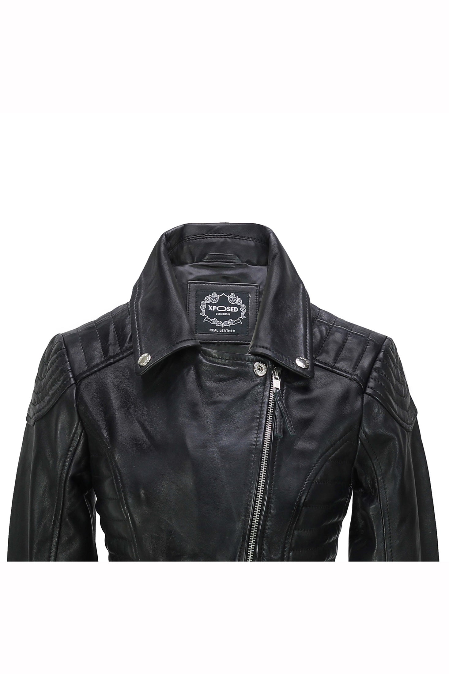 LADIE'S RETRO BIKER JACKET IN BLACK