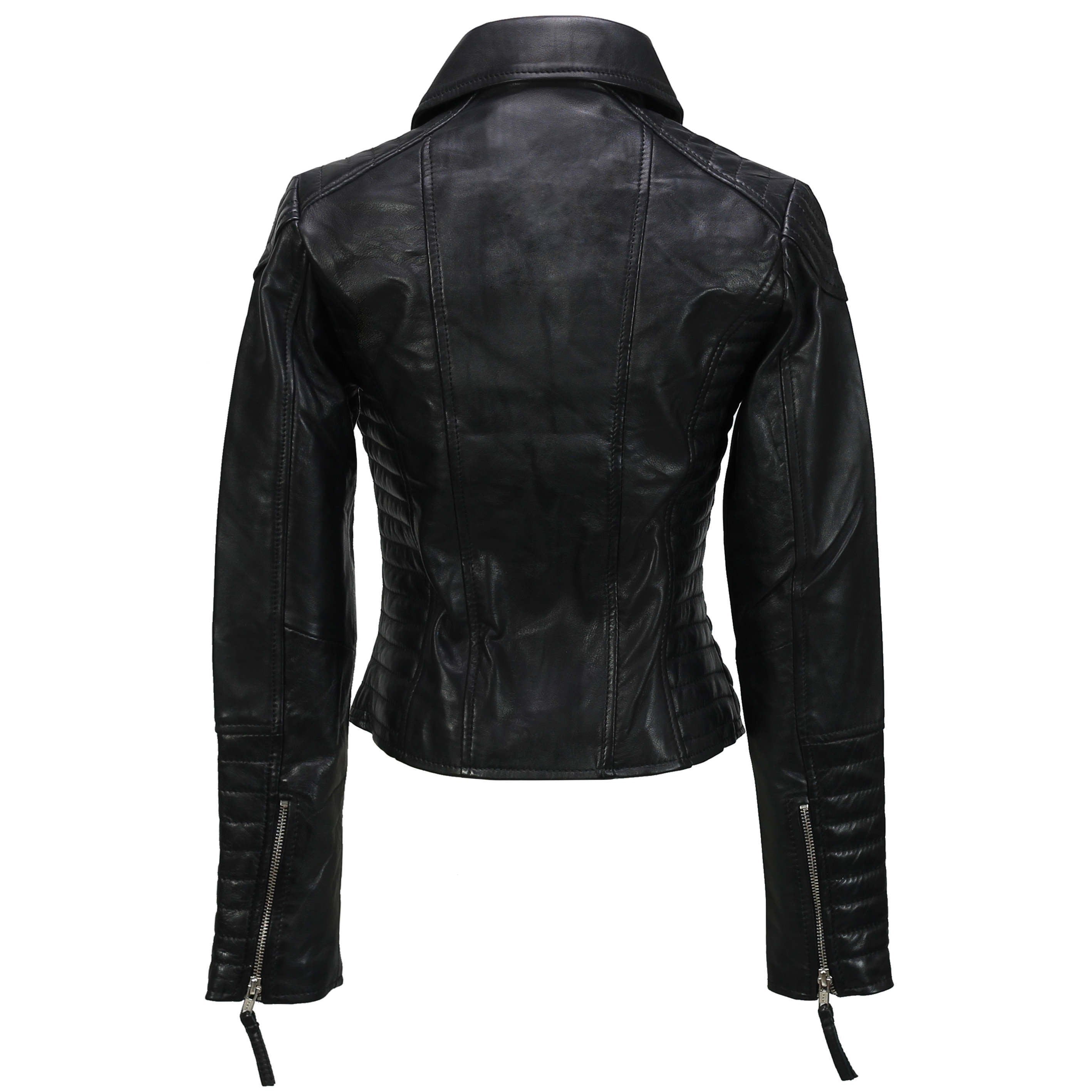 LADIE'S RETRO BIKER JACKET IN BLACK