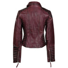 LADIE'S RETRO BIKER JACKET IN BURGENDY
