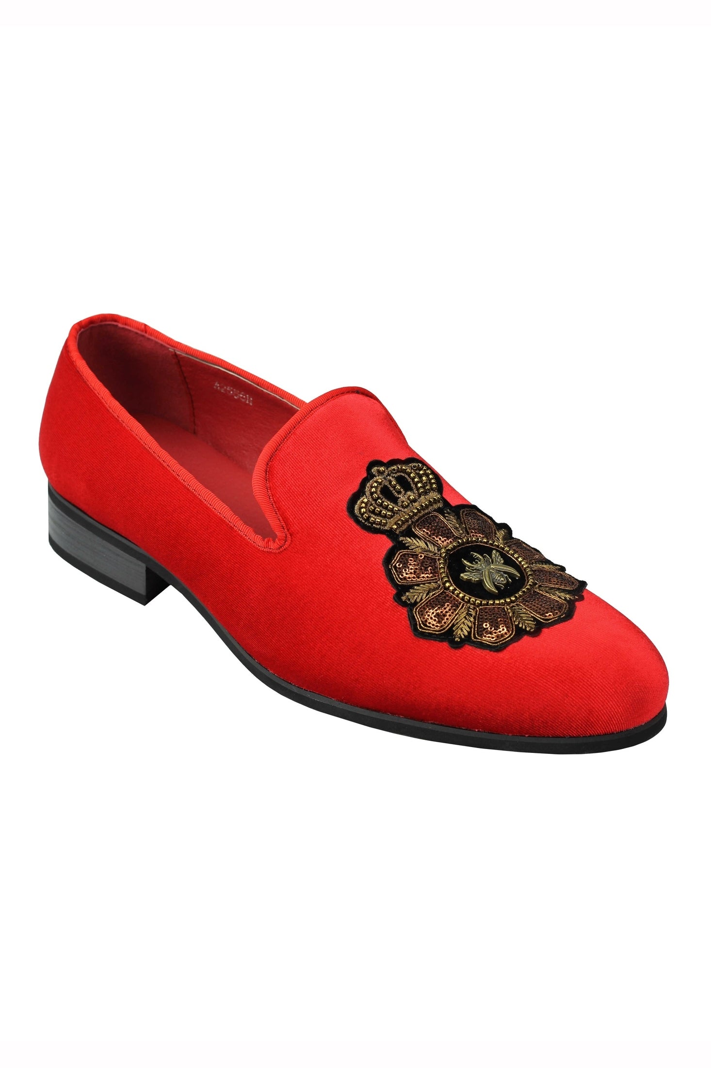 FAUX LEATHER EMBROIDERED VELVET LOAFERS