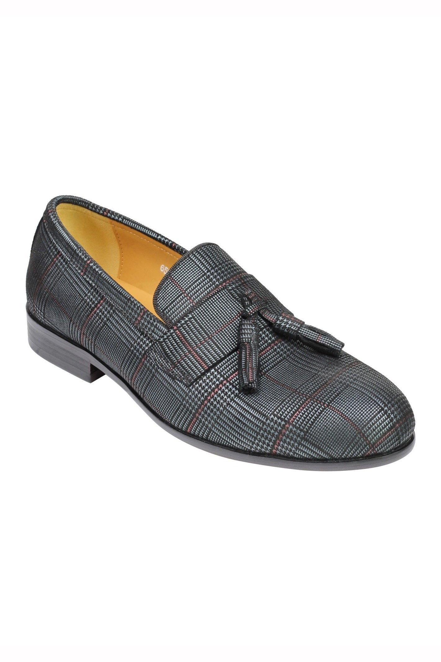 Men’s Classic Tweed Leather Tasselled Loafers Retro Vintage Smart Slip on Shoes