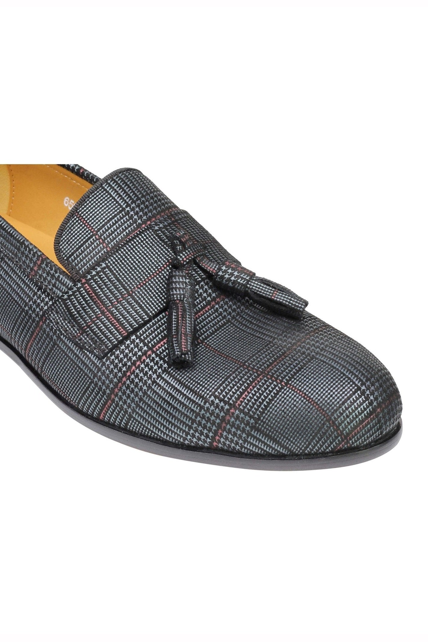 Men’s Classic Tweed Leather Tasselled Loafers Retro Vintage Smart Slip on Shoes