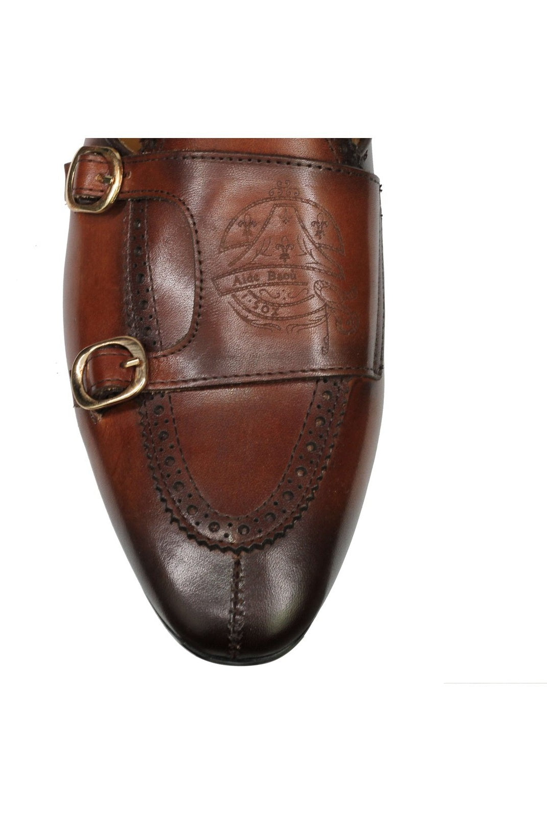 Real Leather Double Monk shoes Brown