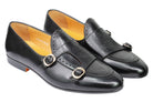 Real Leather Double Monk Shoes Black