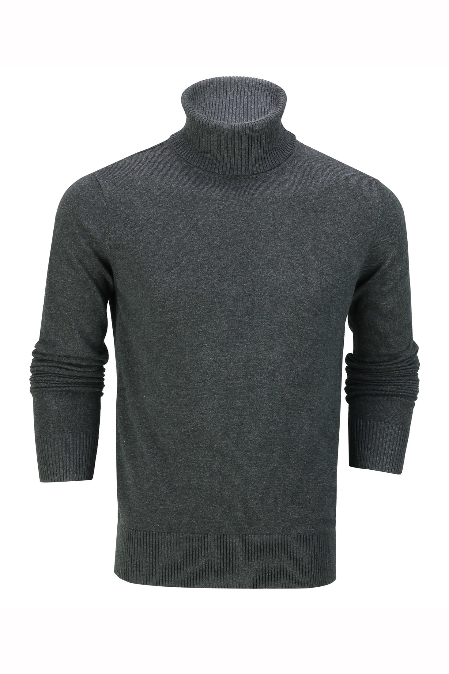 G 1808 - Mens Roll Neck Grey Jumper Soft Cotton Fine Knitted