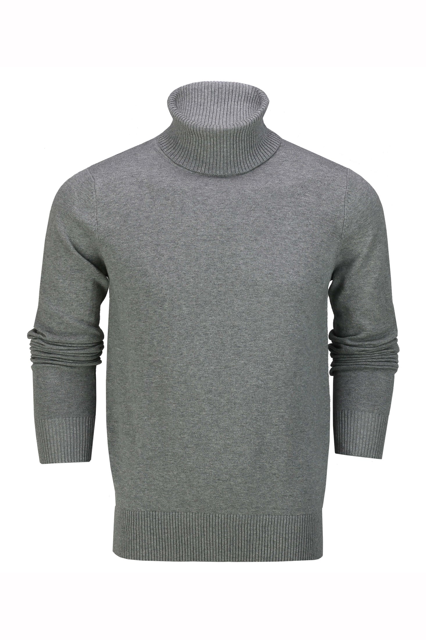 G 1808 - Mens Roll Neck Light Grey Jumper Soft Cotton Fine Knitted