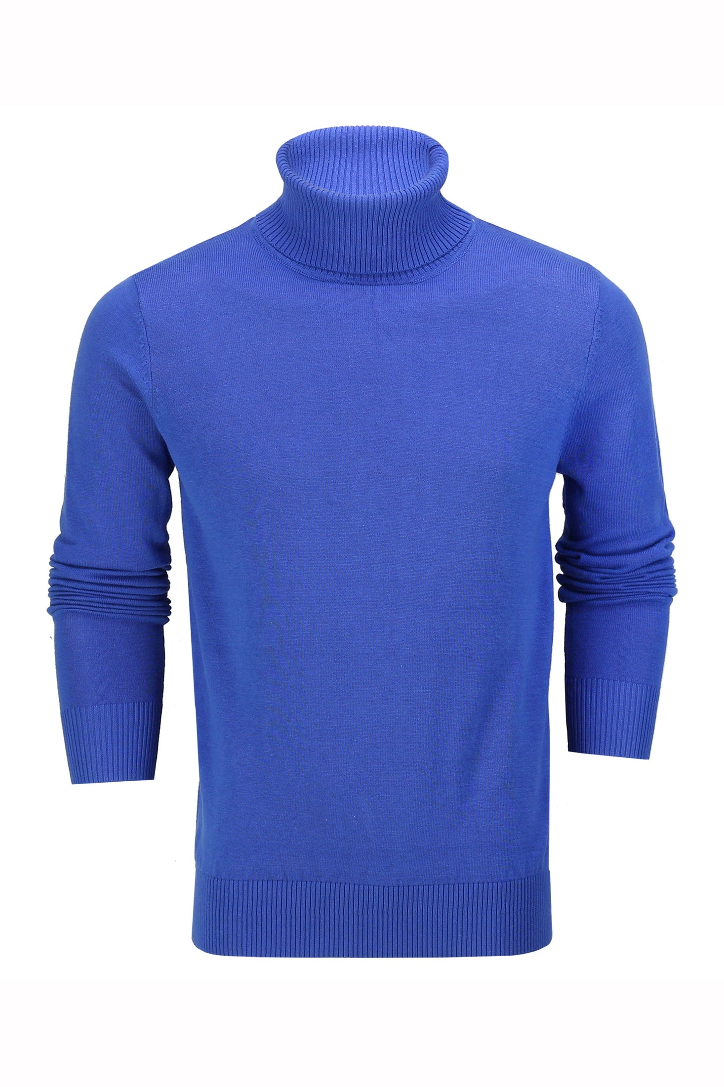 G 1808 - Mens Roll Neck Royal Blue Jumper Soft Cotton Fine Knitted