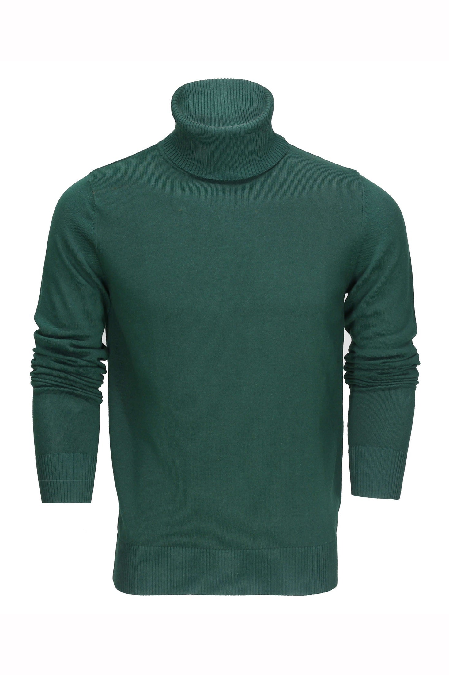 ROLL NECK JUMPER LIGHTWEIGHT STRETCH COTTON, GREEN