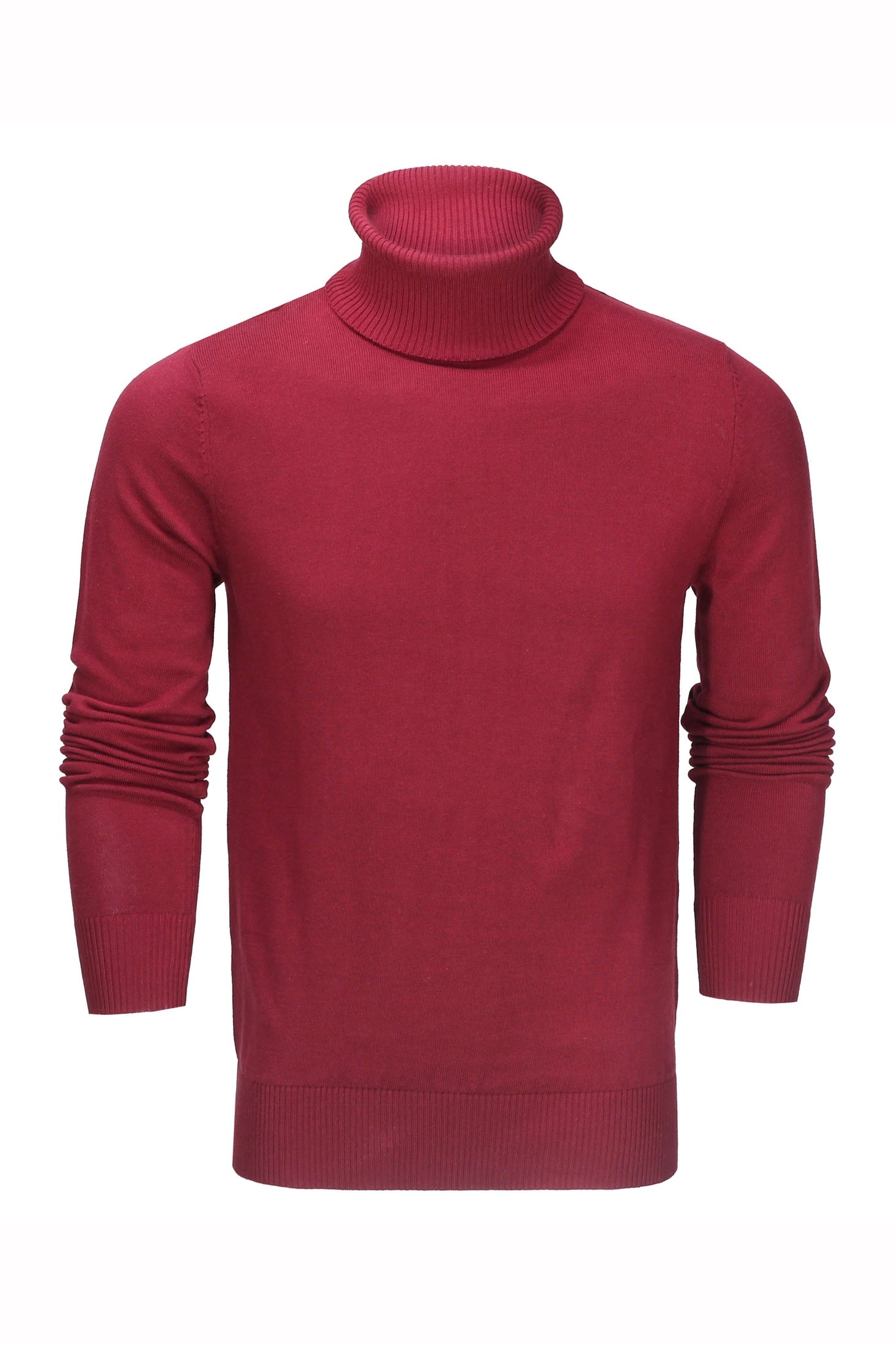 ROLL NECK JUMPER LIGHTWEIGHT STRETCH COTTON, MAROON