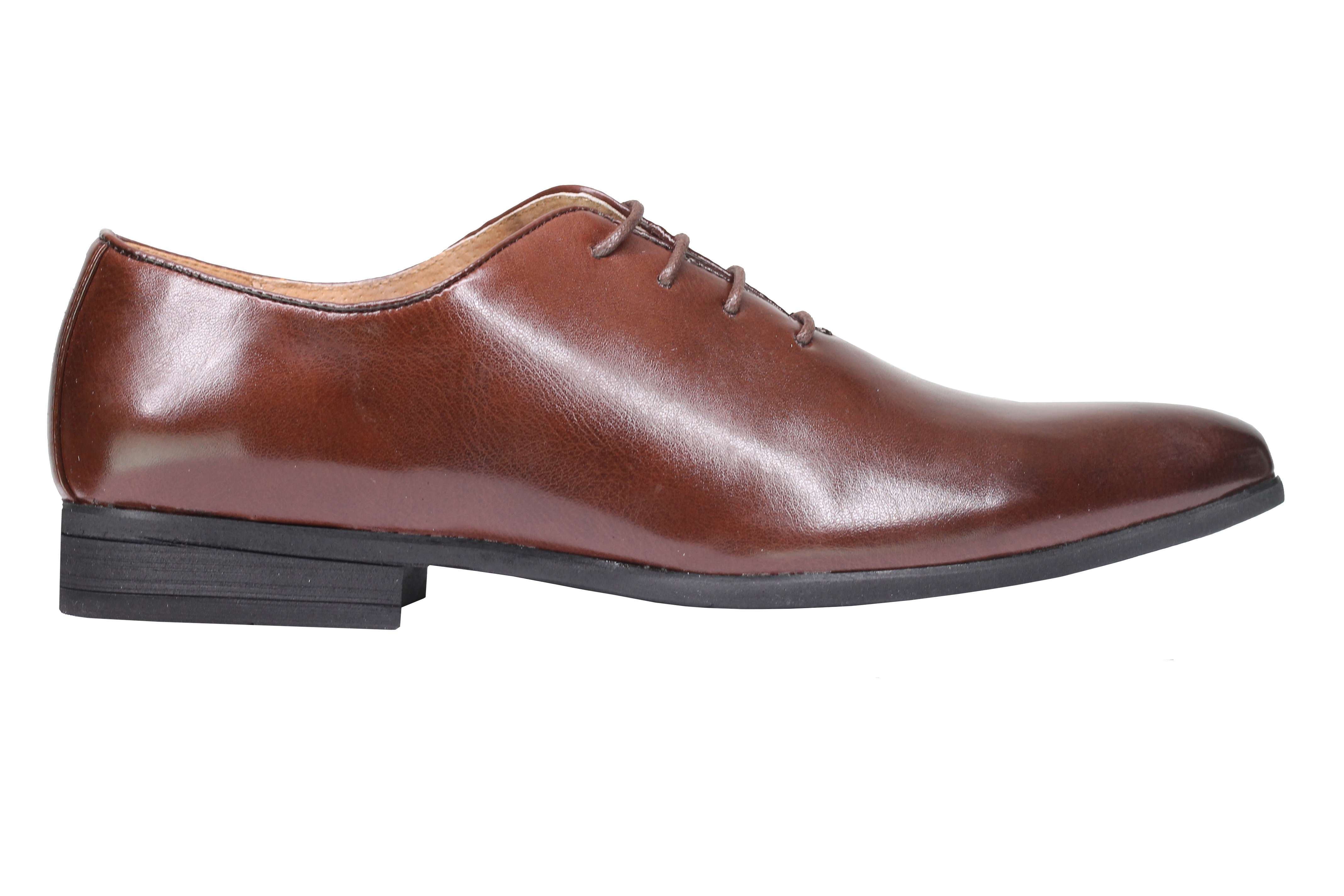 Mens Black Tan brown Classic Polished Leather Lined Upper Wholecut Oxford Shoes