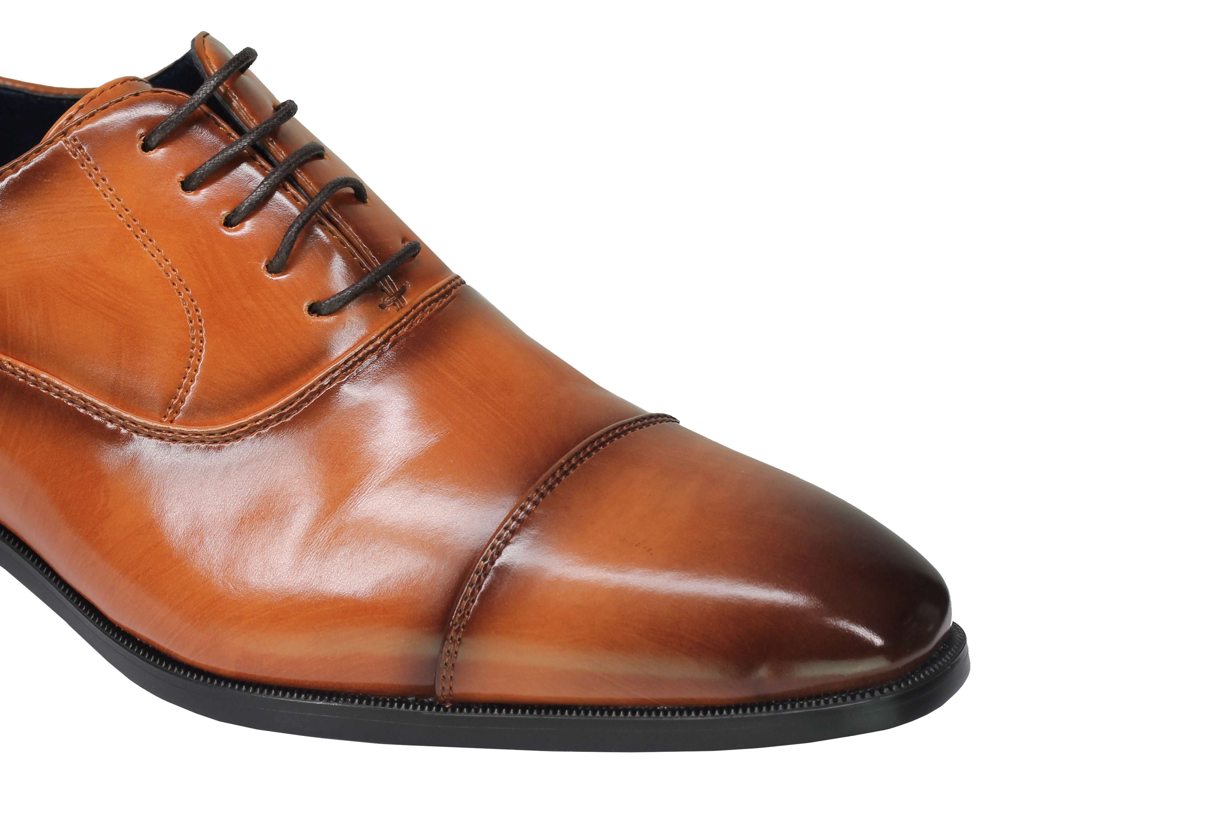 Mens Patent Leather Lined Classic Lace up Oxford Shoes Toe Cap Smart Formal