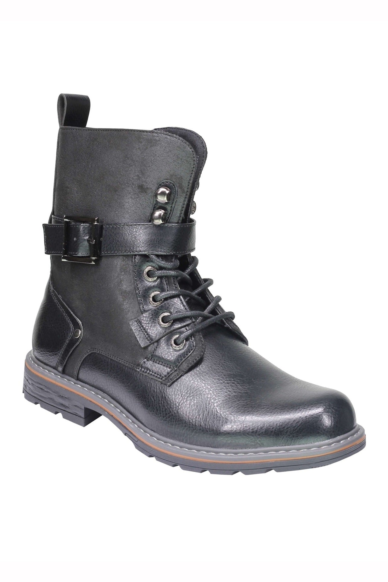 PU LEATHER ANKLE LACEUP BOOTS