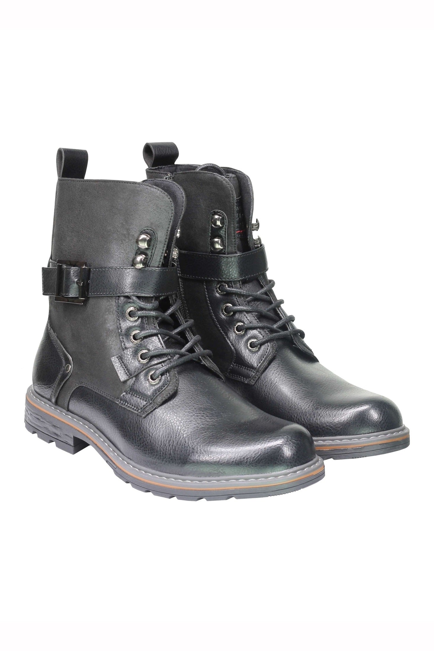 PU LEATHER ANKLE LACEUP BOOTS