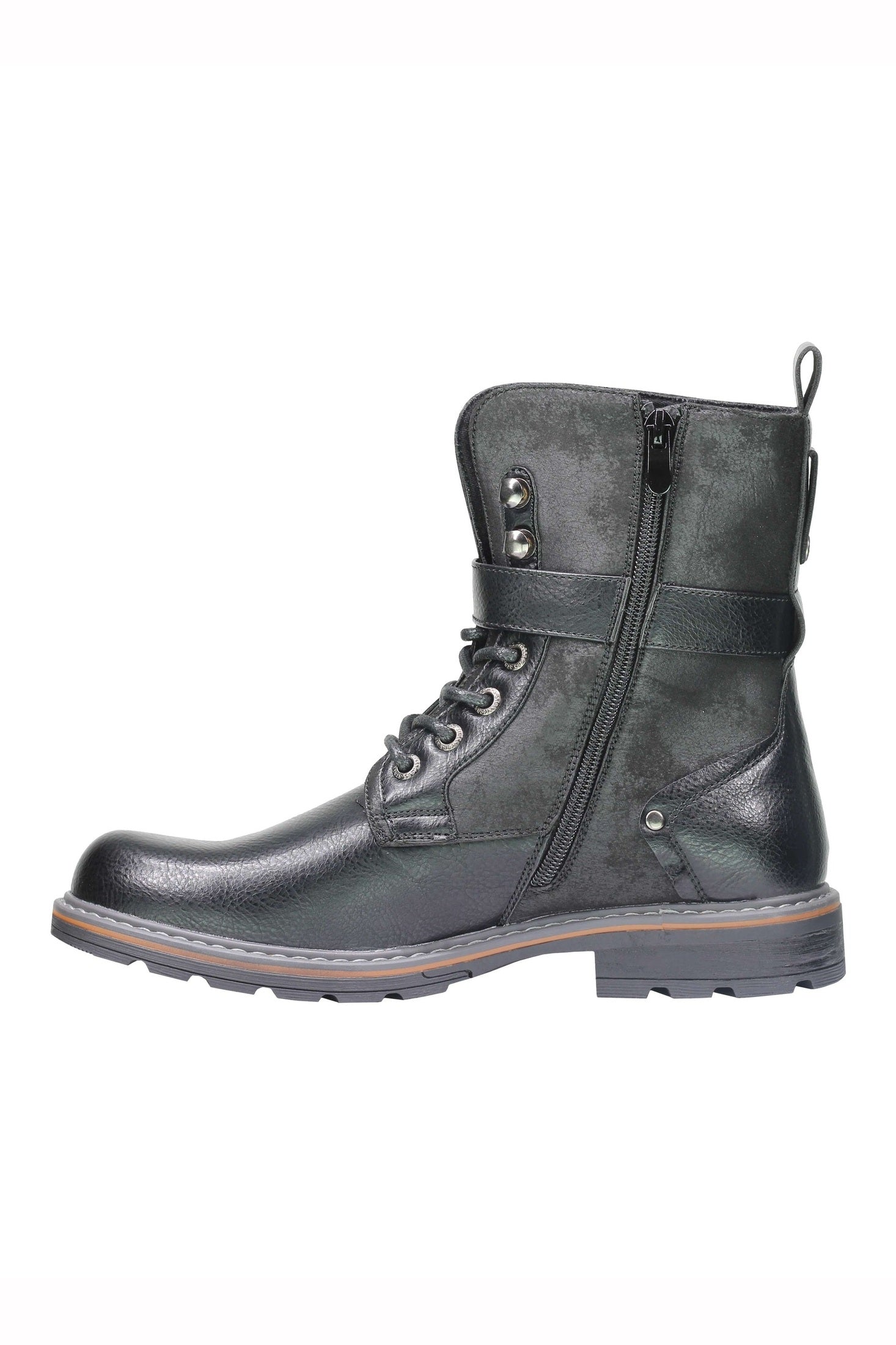 PU LEATHER ANKLE LACEUP BOOTS