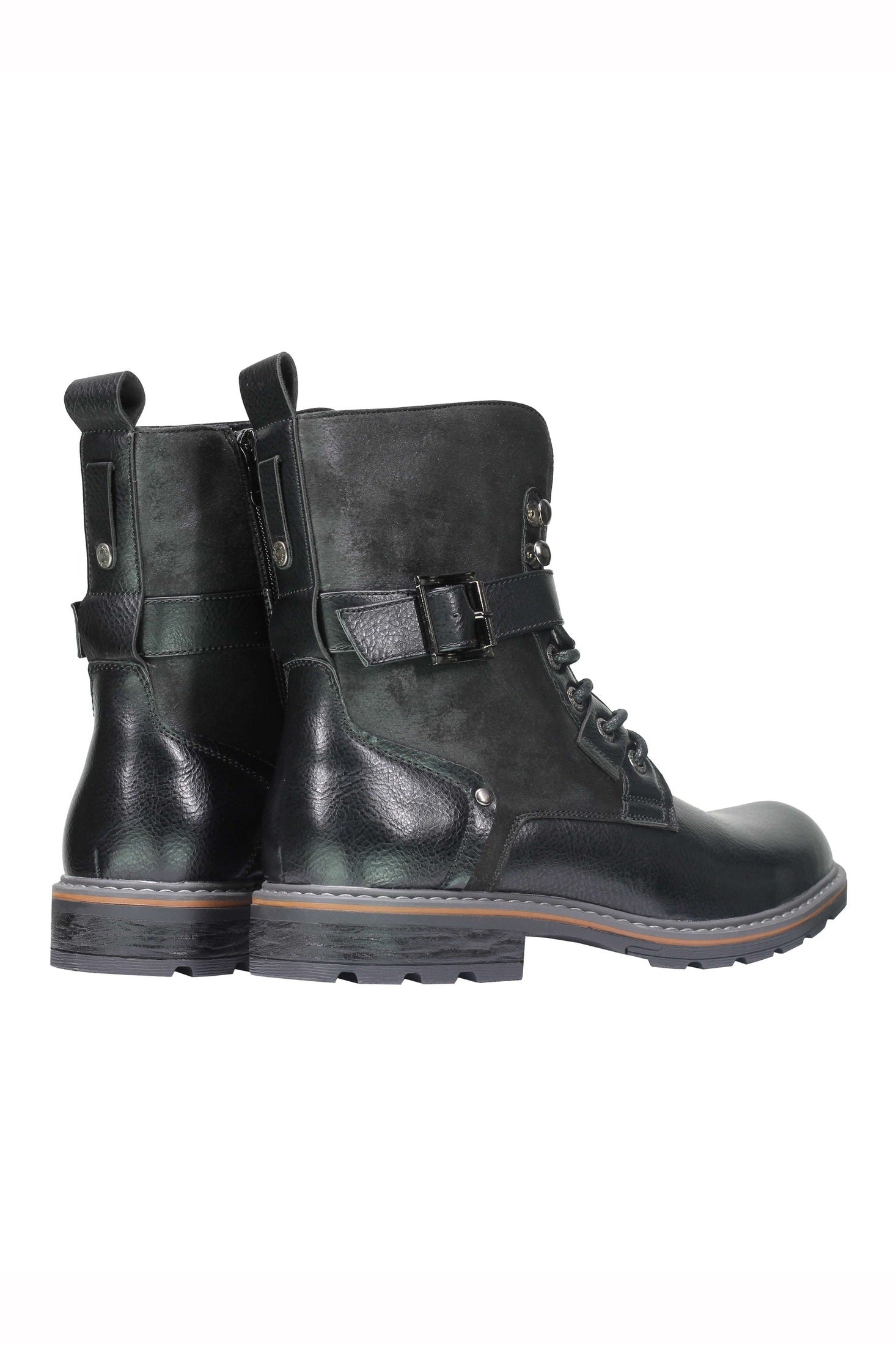 PU LEATHER ANKLE LACEUP BOOTS