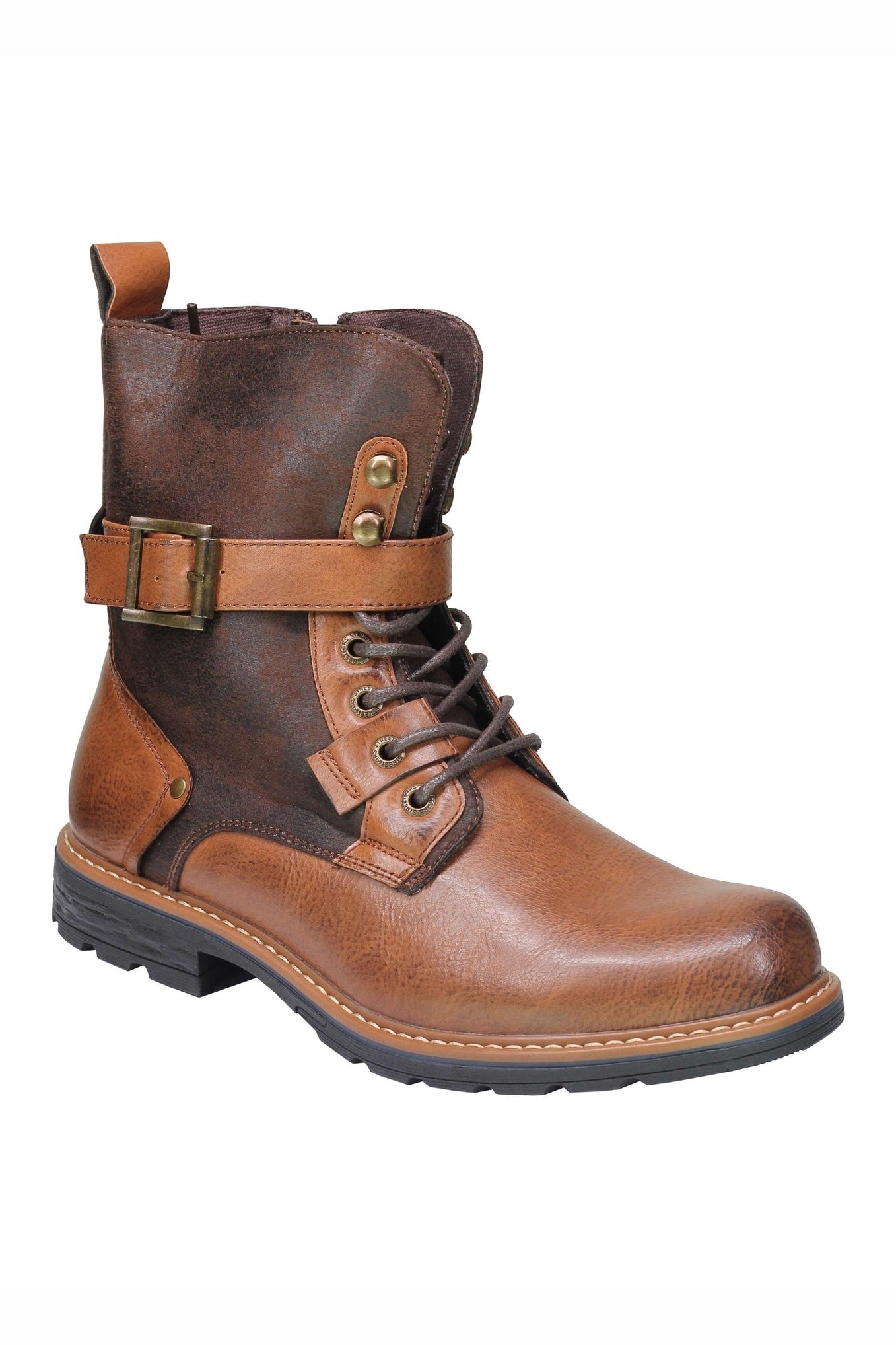 PU LEATHER ANKLE LACEUP BOOTS