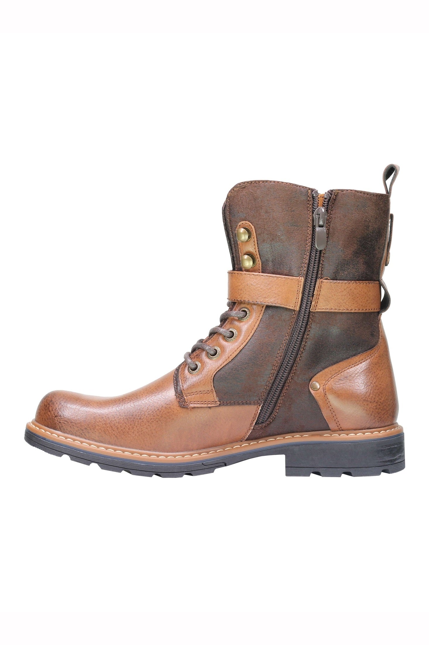 PU LEATHER ANKLE LACEUP BOOTS