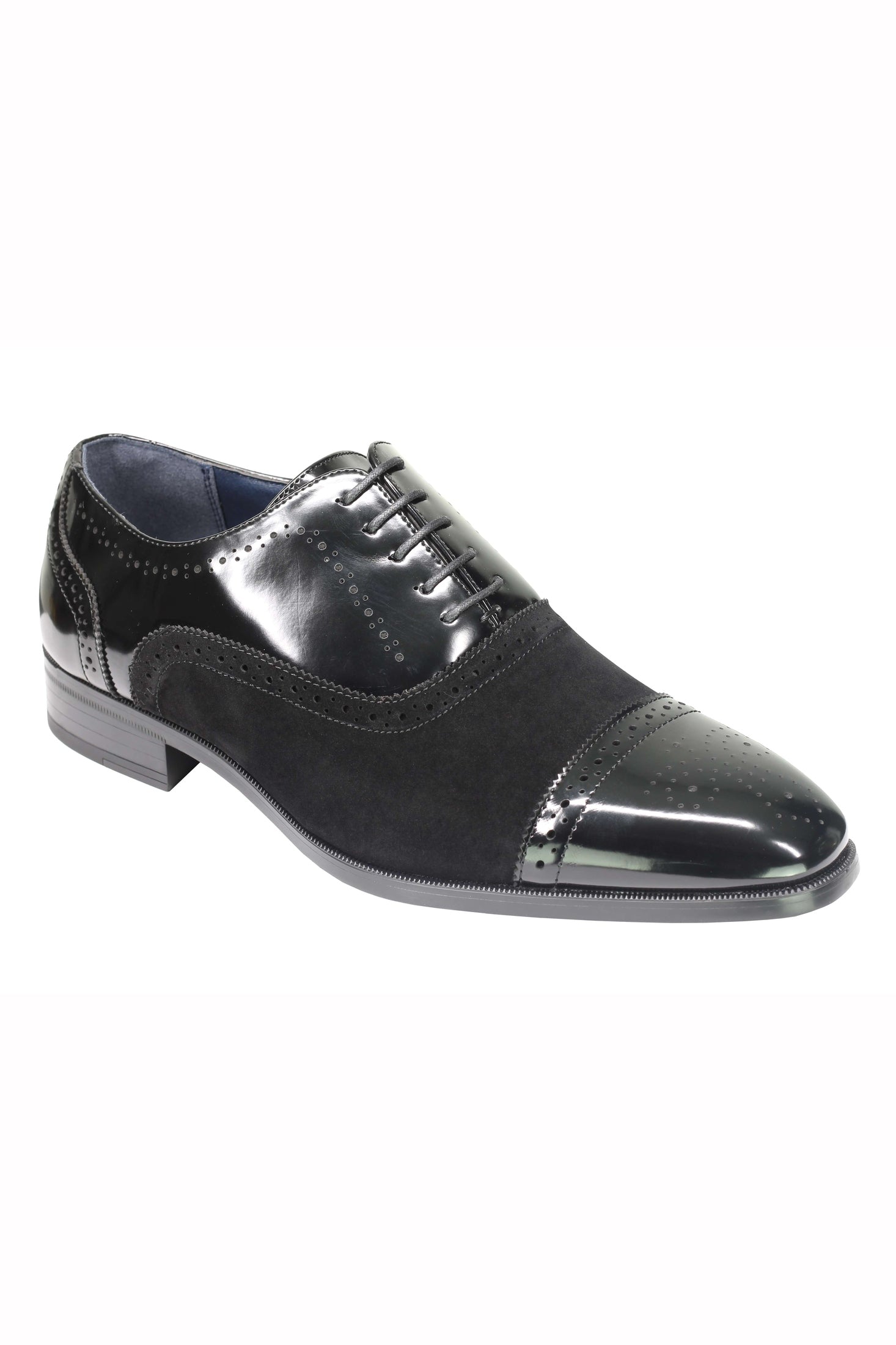 SUEDE & LEATHER BLACK BROGUES