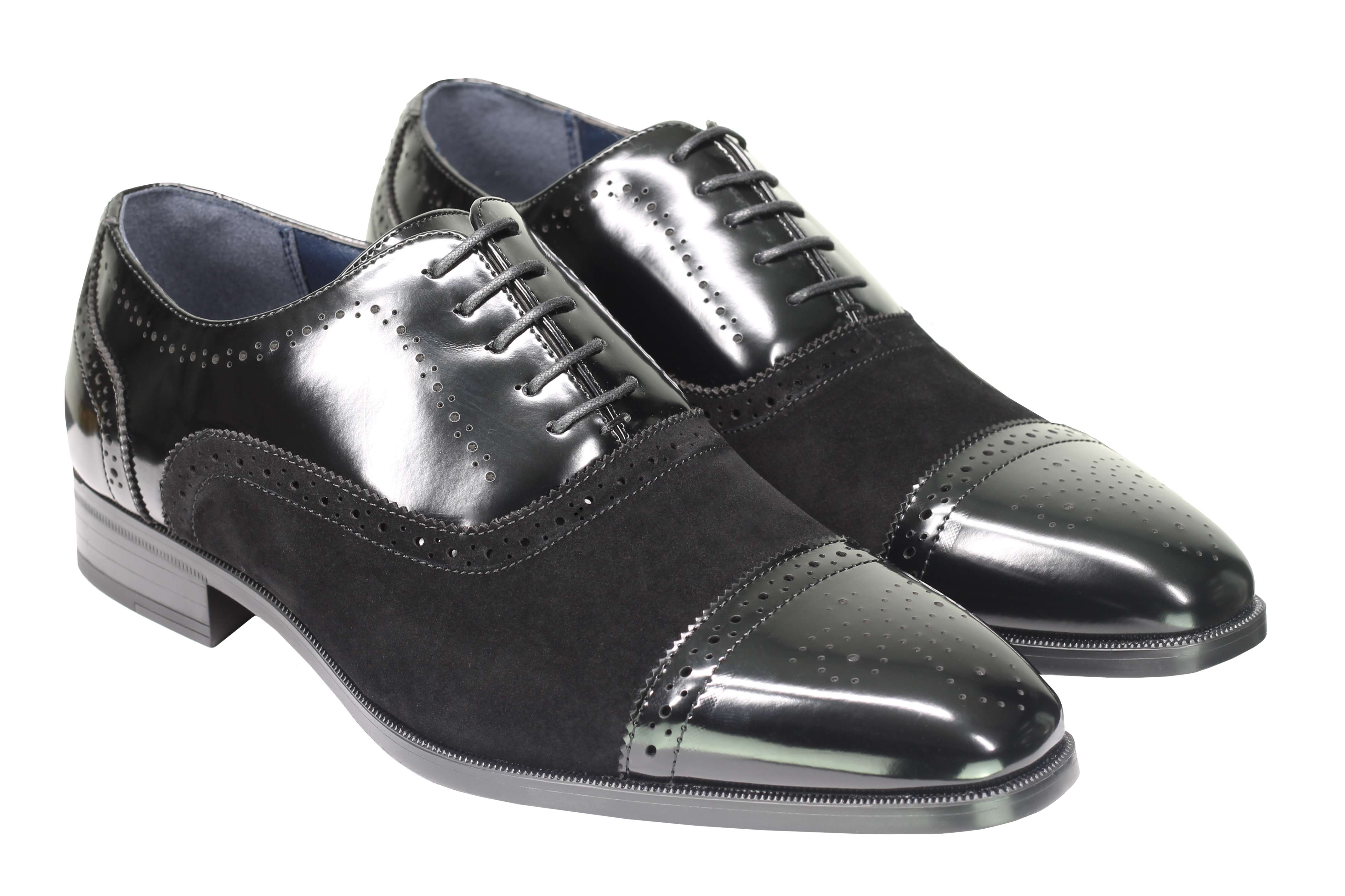 SUEDE & LEATHER BLACK BROGUES