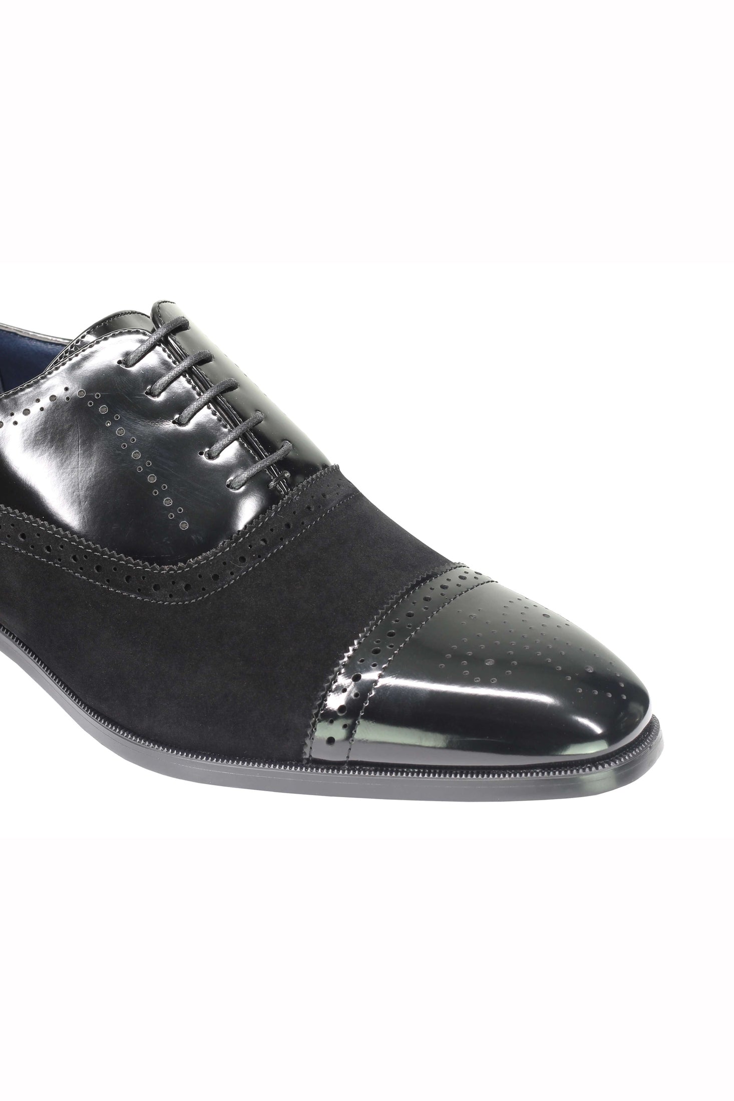 SUEDE & LEATHER BLACK BROGUES