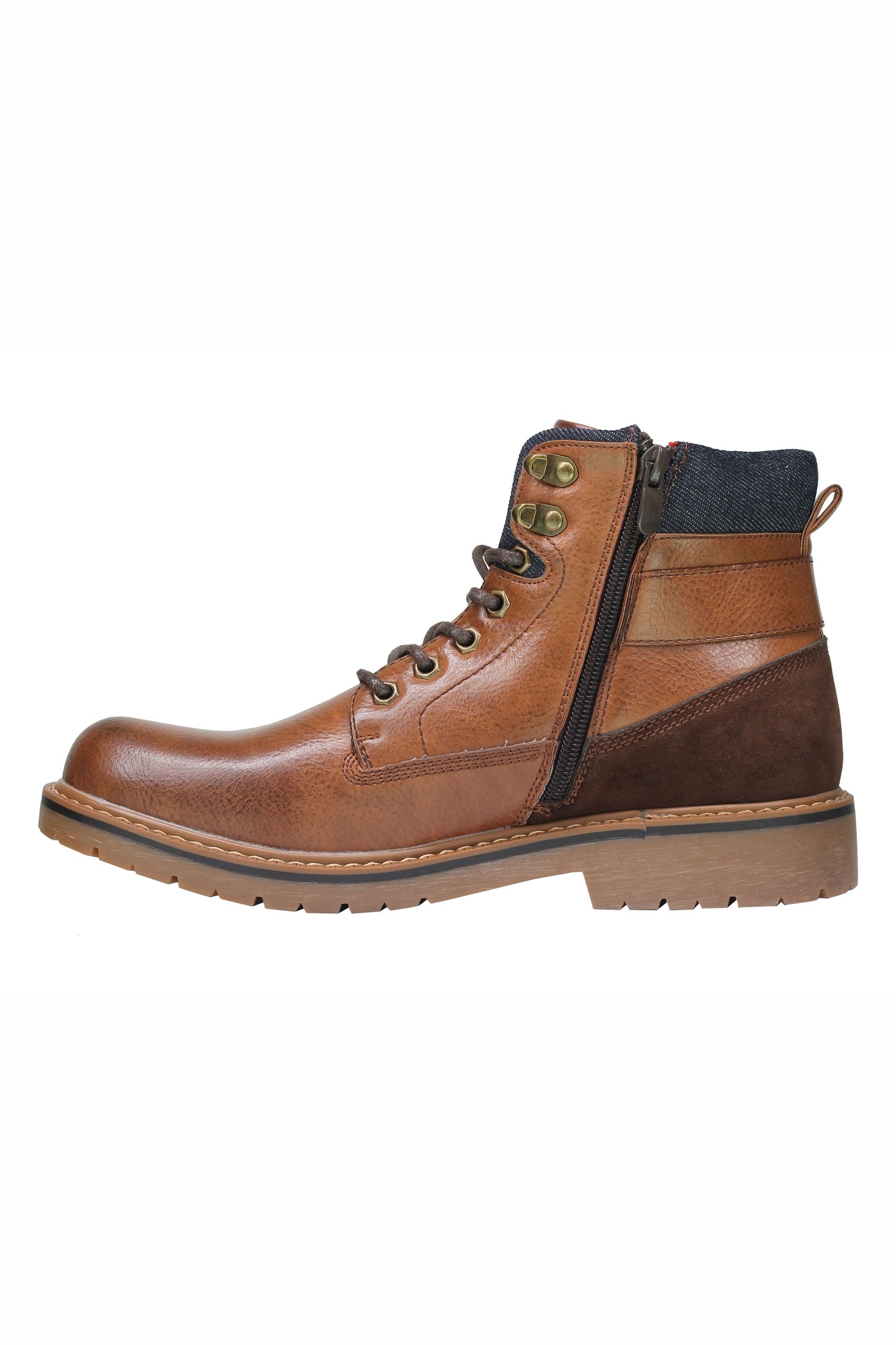 Mens Military Boots Leather Lined Biker Combat Ankle Lace up Zipped Black Brown