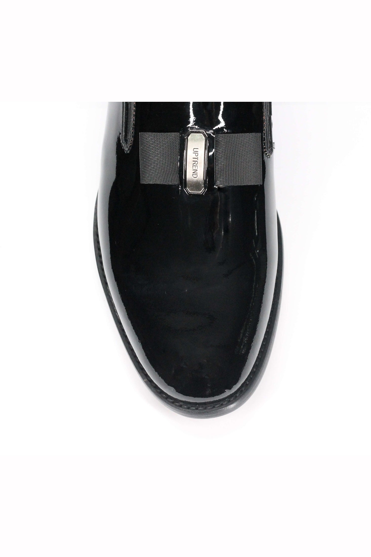 Mens Black Patent Real Genuine Leather Loafers Bow Trimmed Wedding Dress Shoes