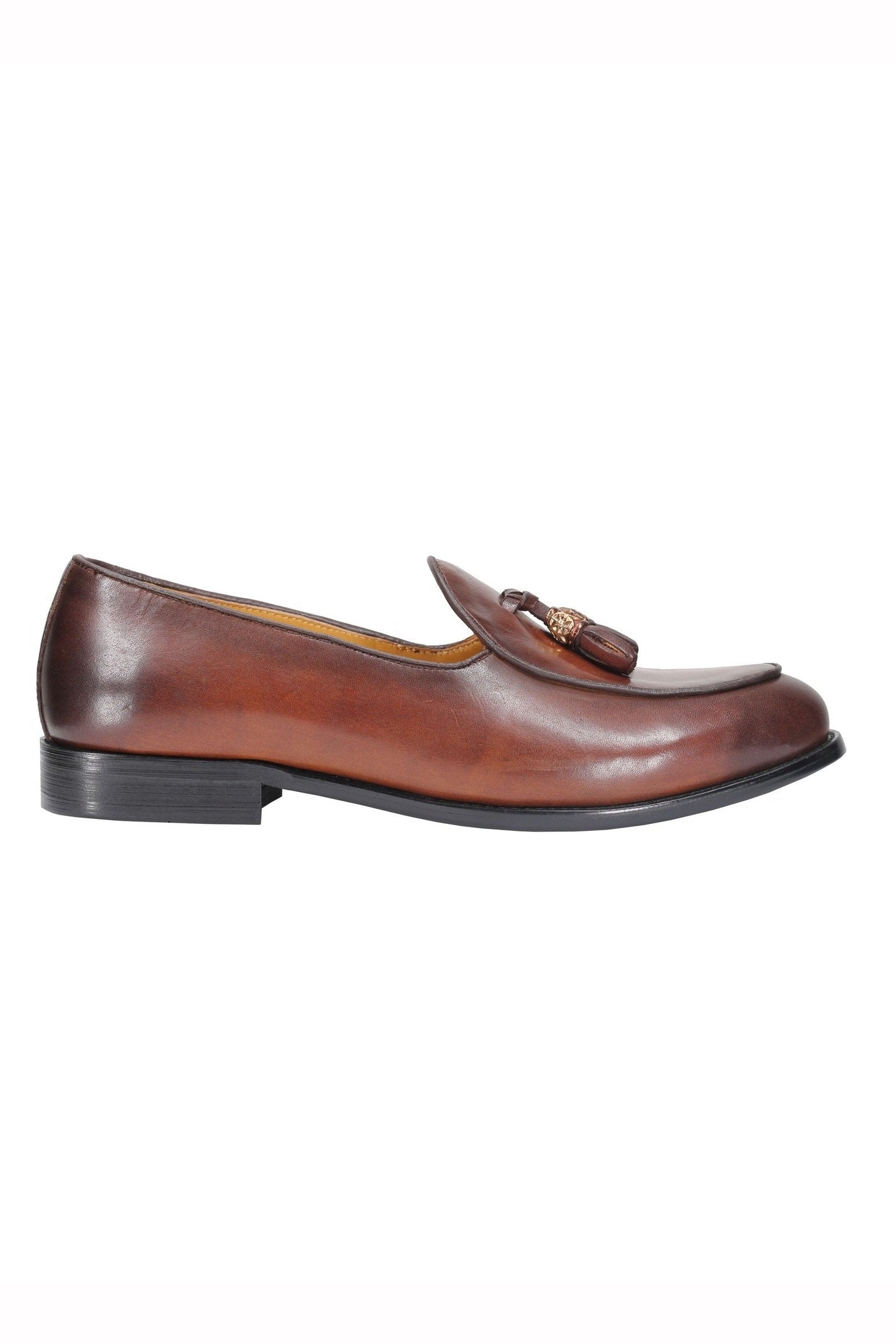Leather Tassel Loafers in Tan