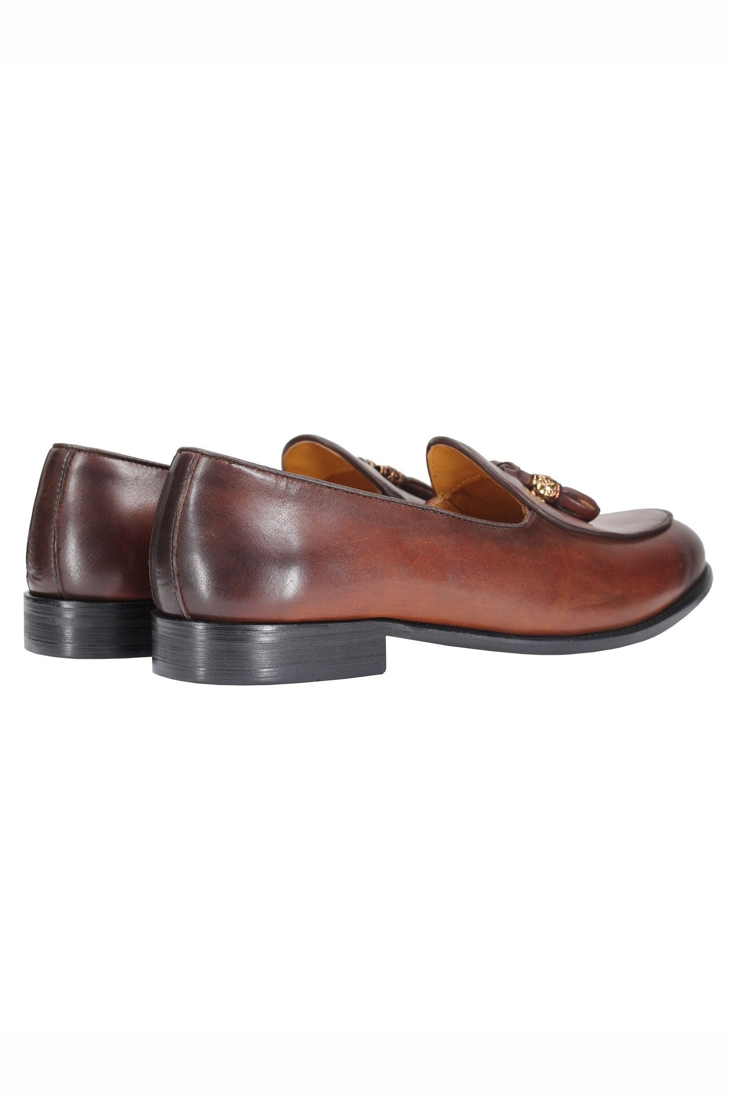 Leather Tassel Loafers in Tan