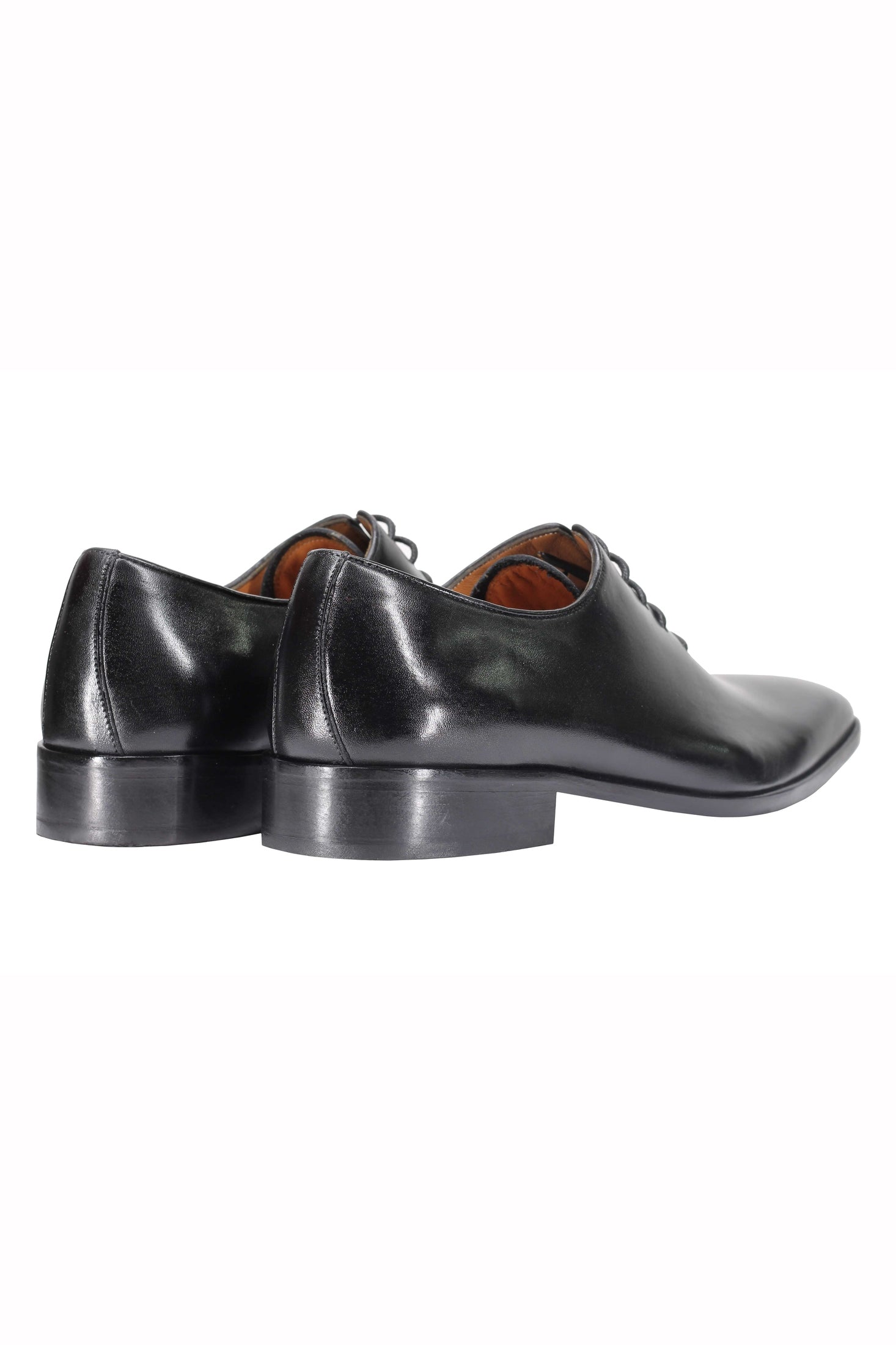 BLACK CALF LEATHER WHOLECUT OXFORD LACE UP SHOES